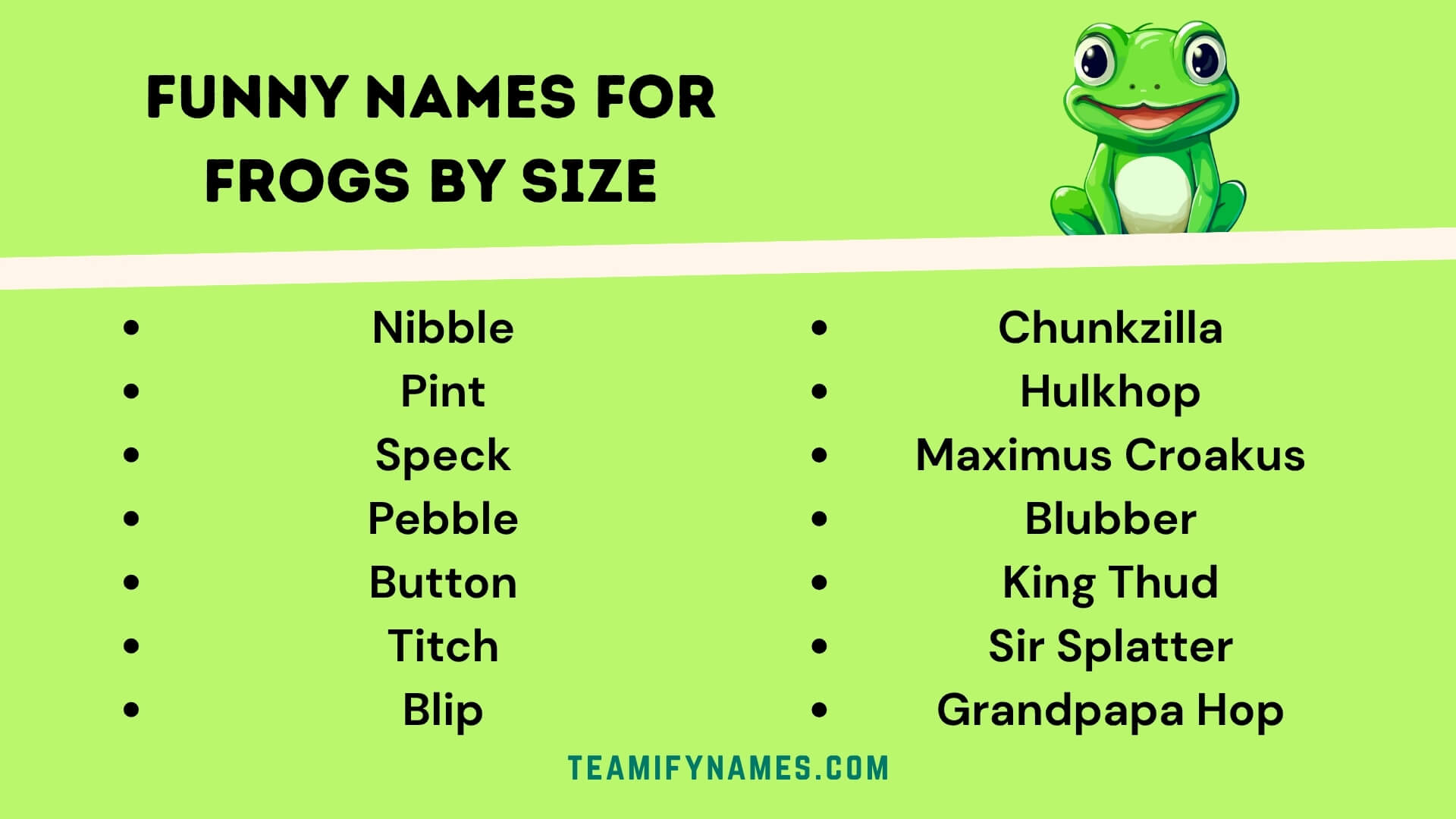 Funny Names For Frogs by Size