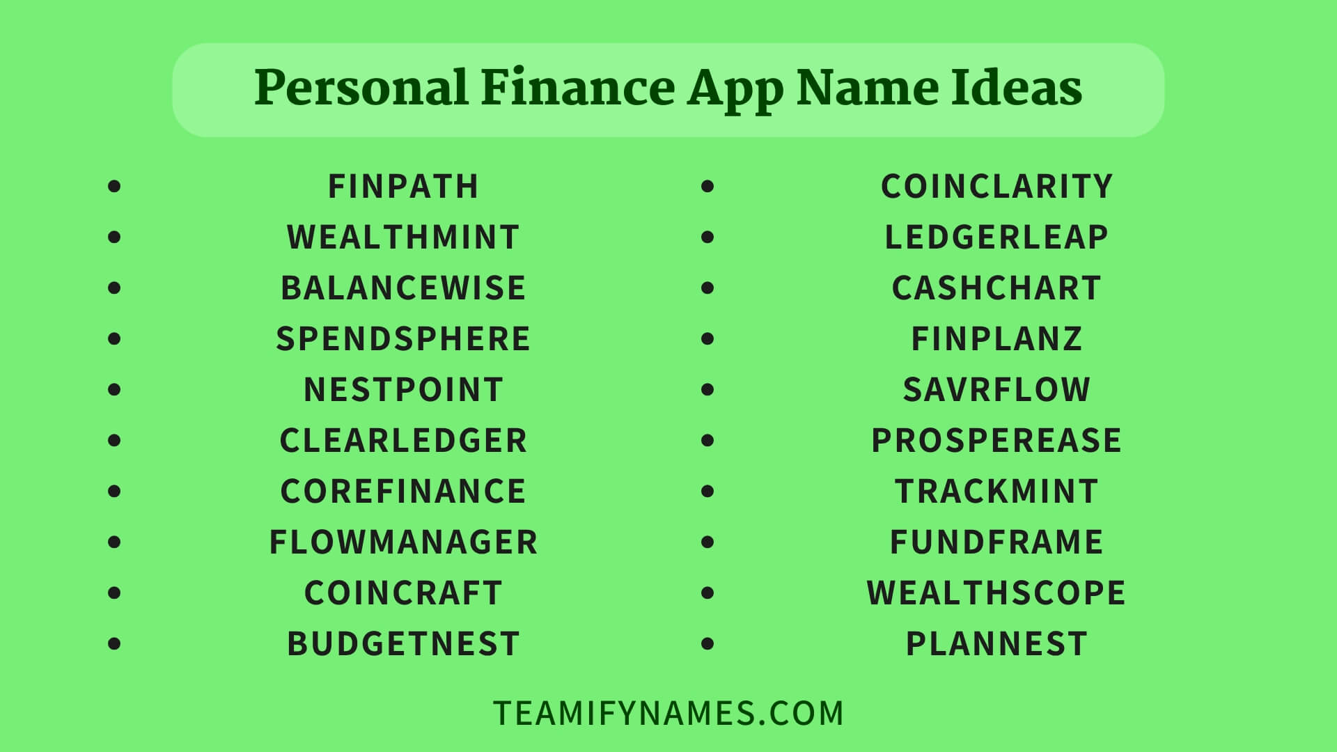 Personal Finance App Name Ideas