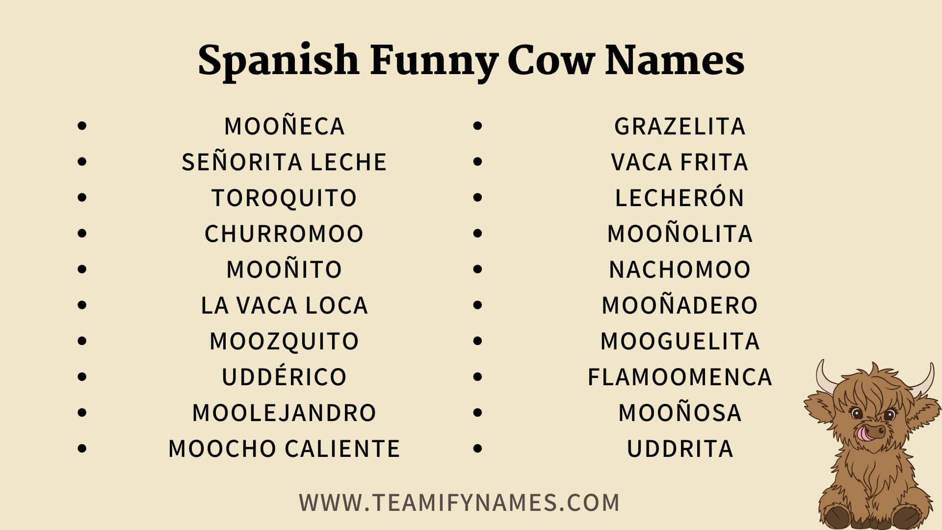 Spanish Funny Cow Names