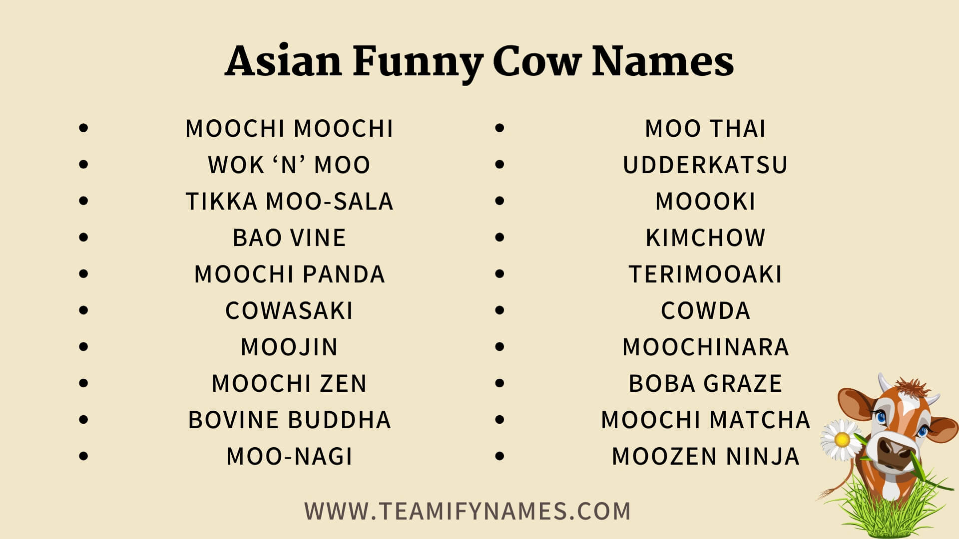 Asian Funny Cow Names