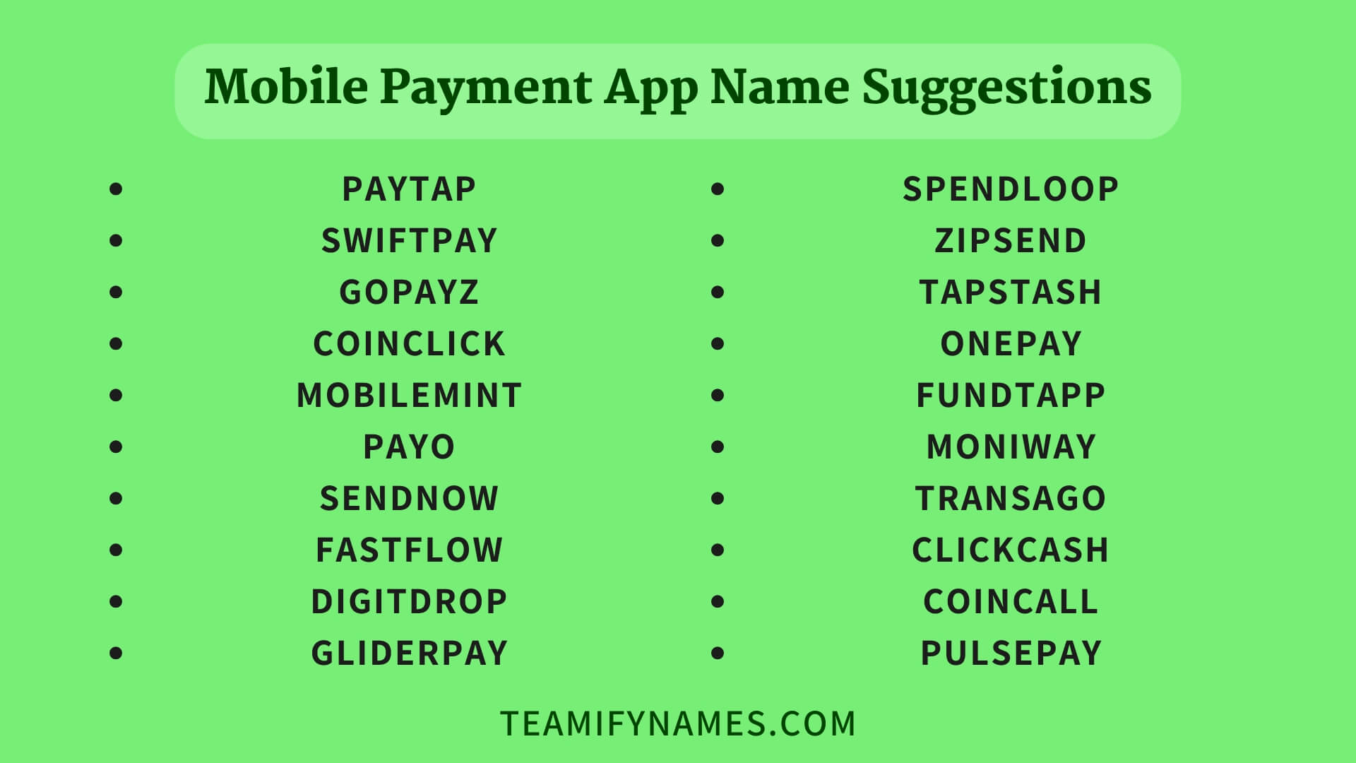 Mobile Payment App Name Suggestions