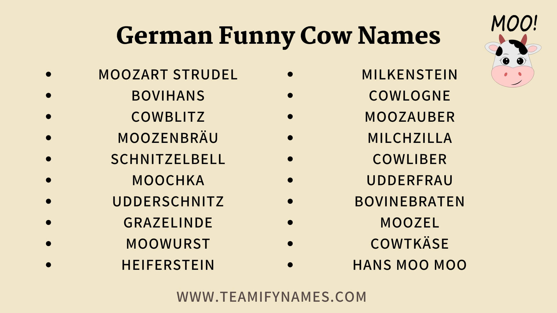 German Funny Cow Names