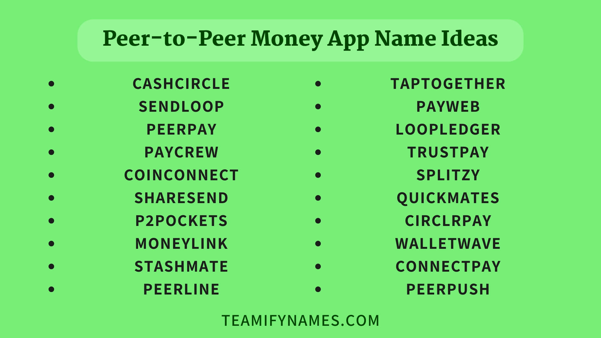 Peer-to-Peer Money App Name Ideas