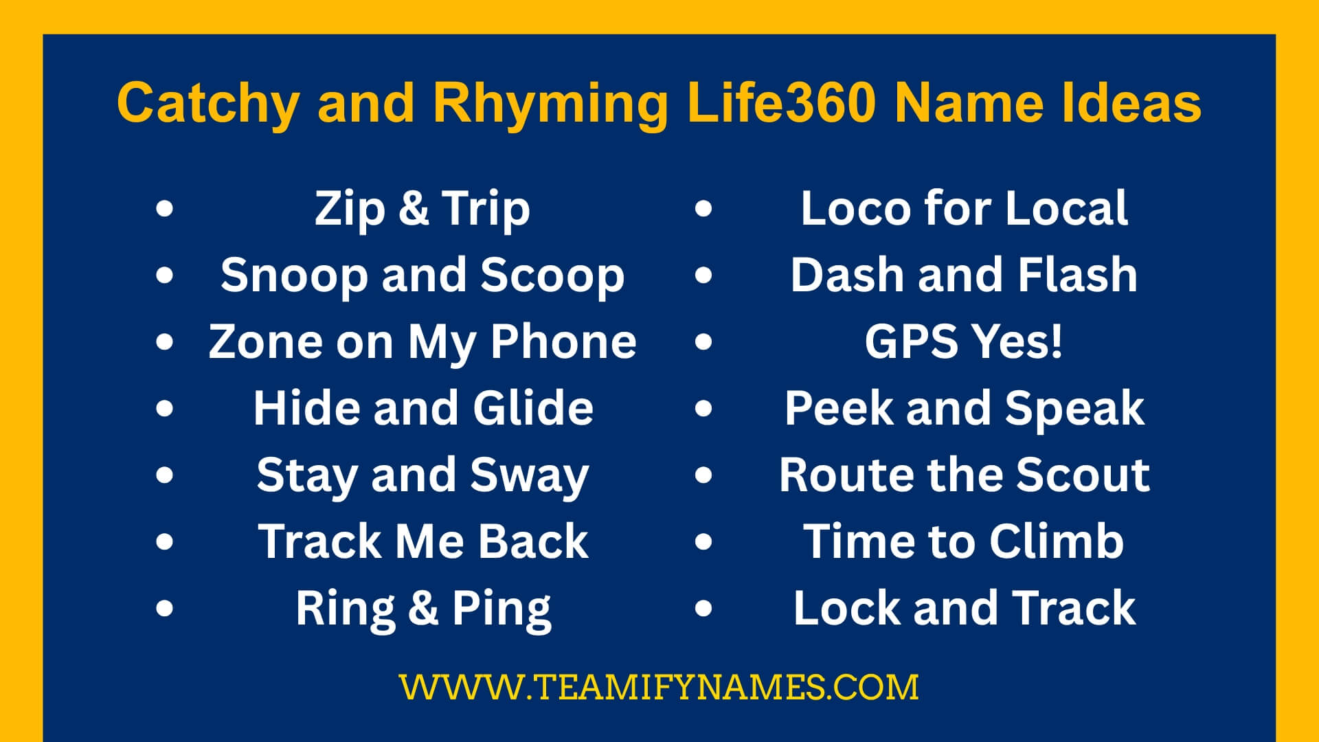 Catchy and Rhyming Life360 Name Ideas
