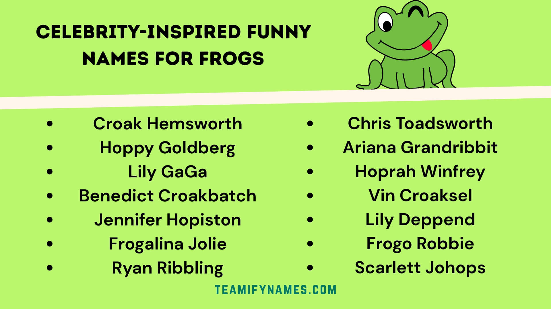 Celebrity-Inspired Funny Names For Frogs