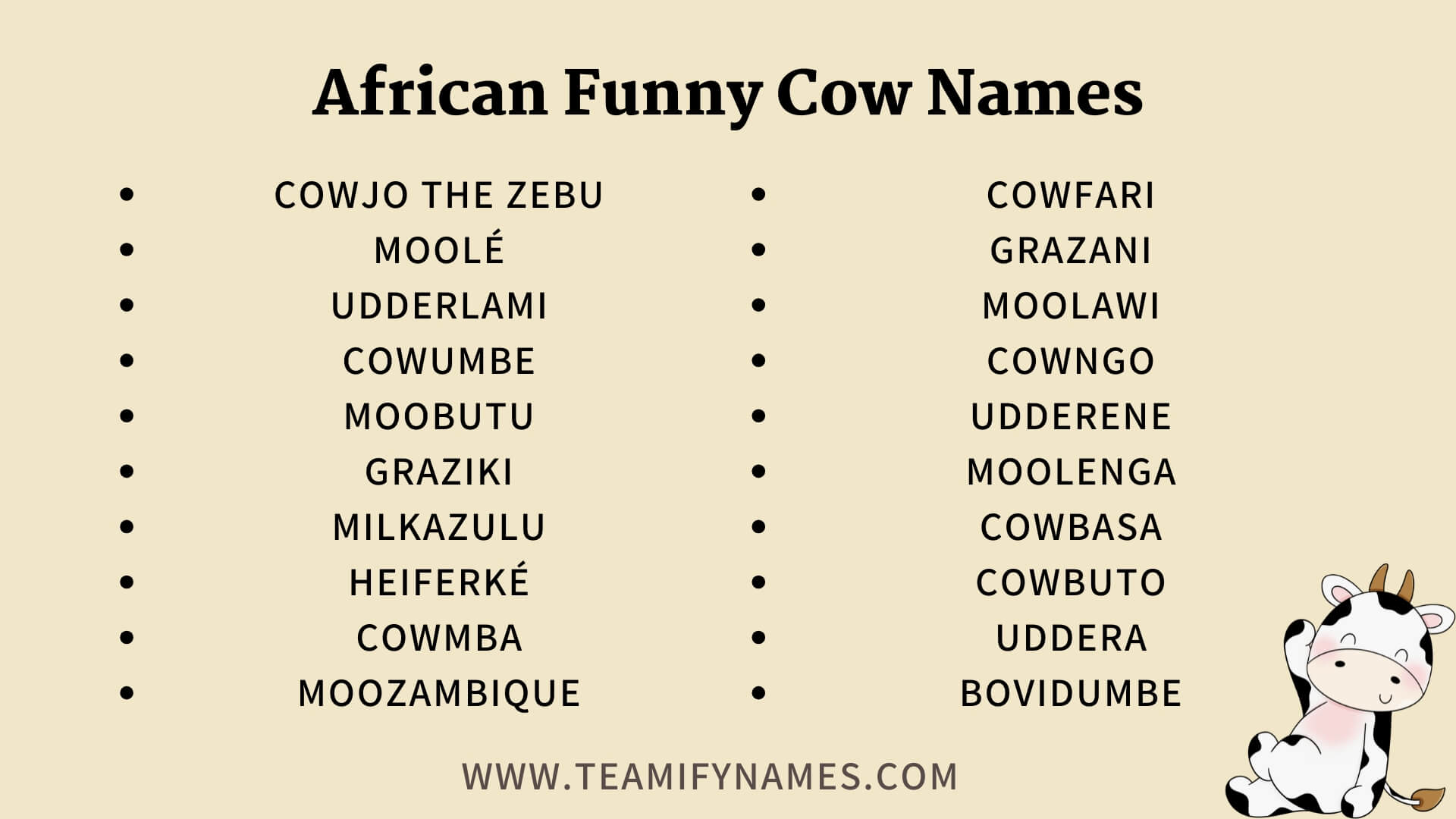 African Funny Cow Names