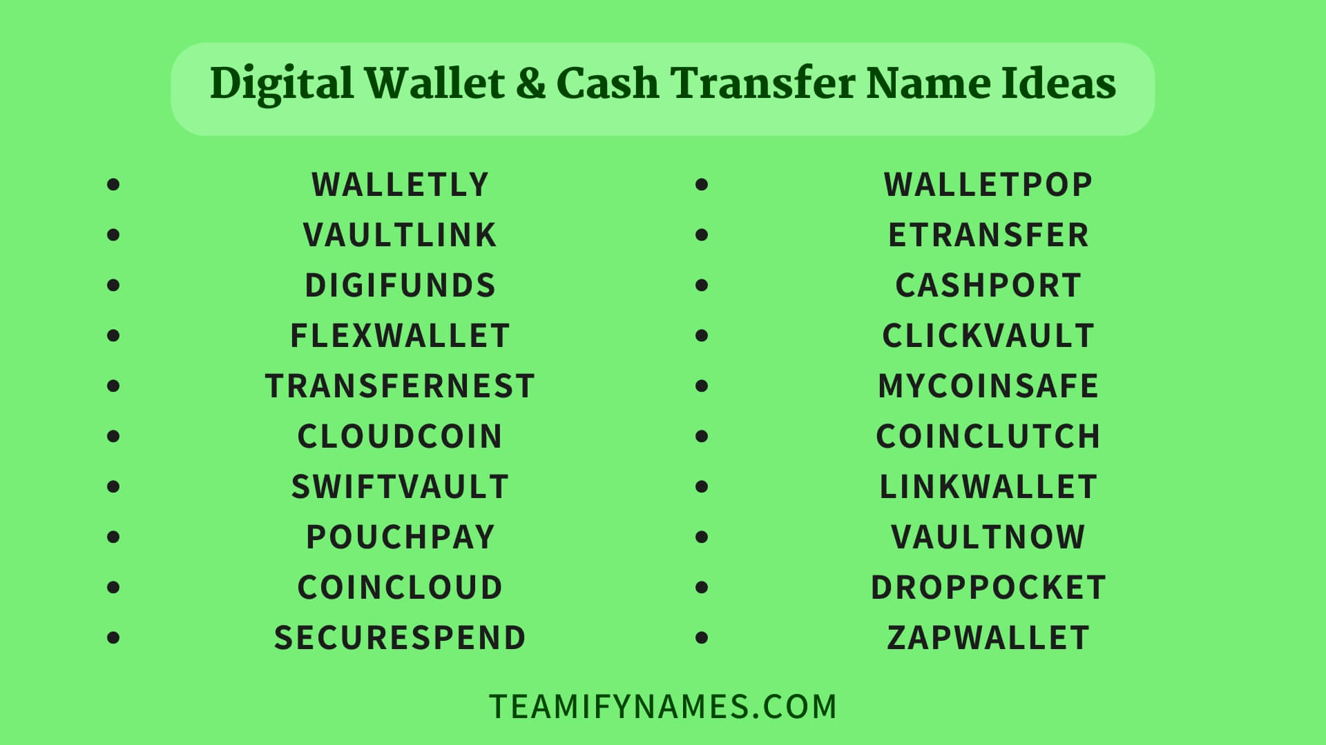 Digital Wallet & Cash Transfer Name Ideas