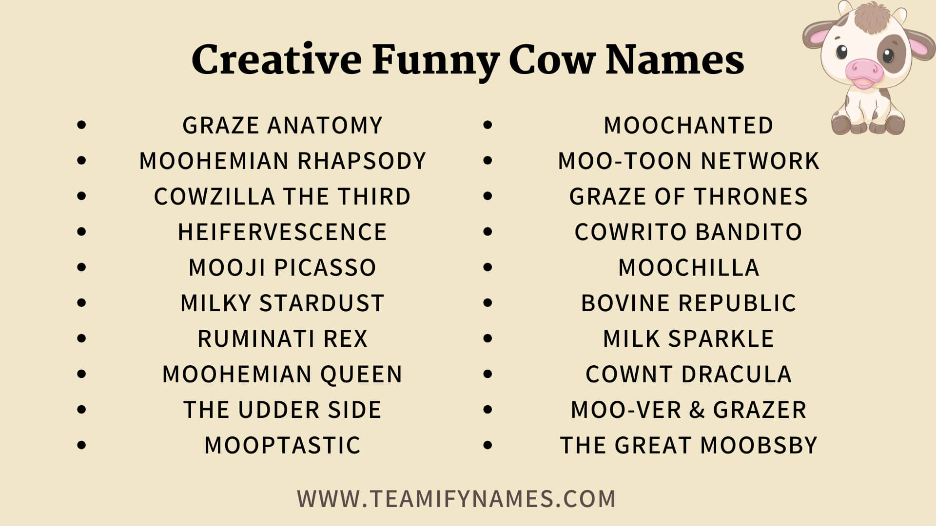 Creative Funny Cow Names