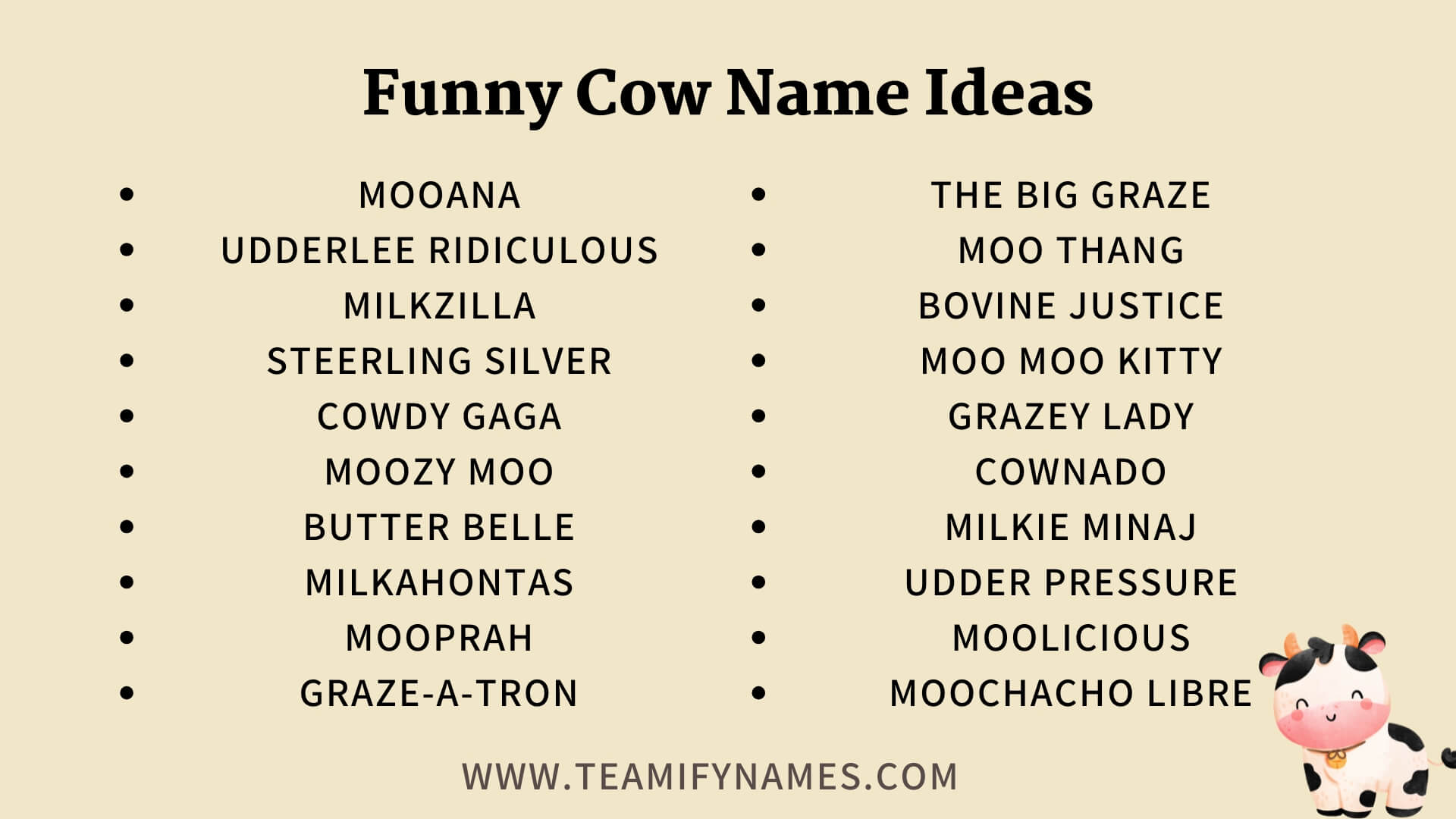 Funny Cow Name Ideas