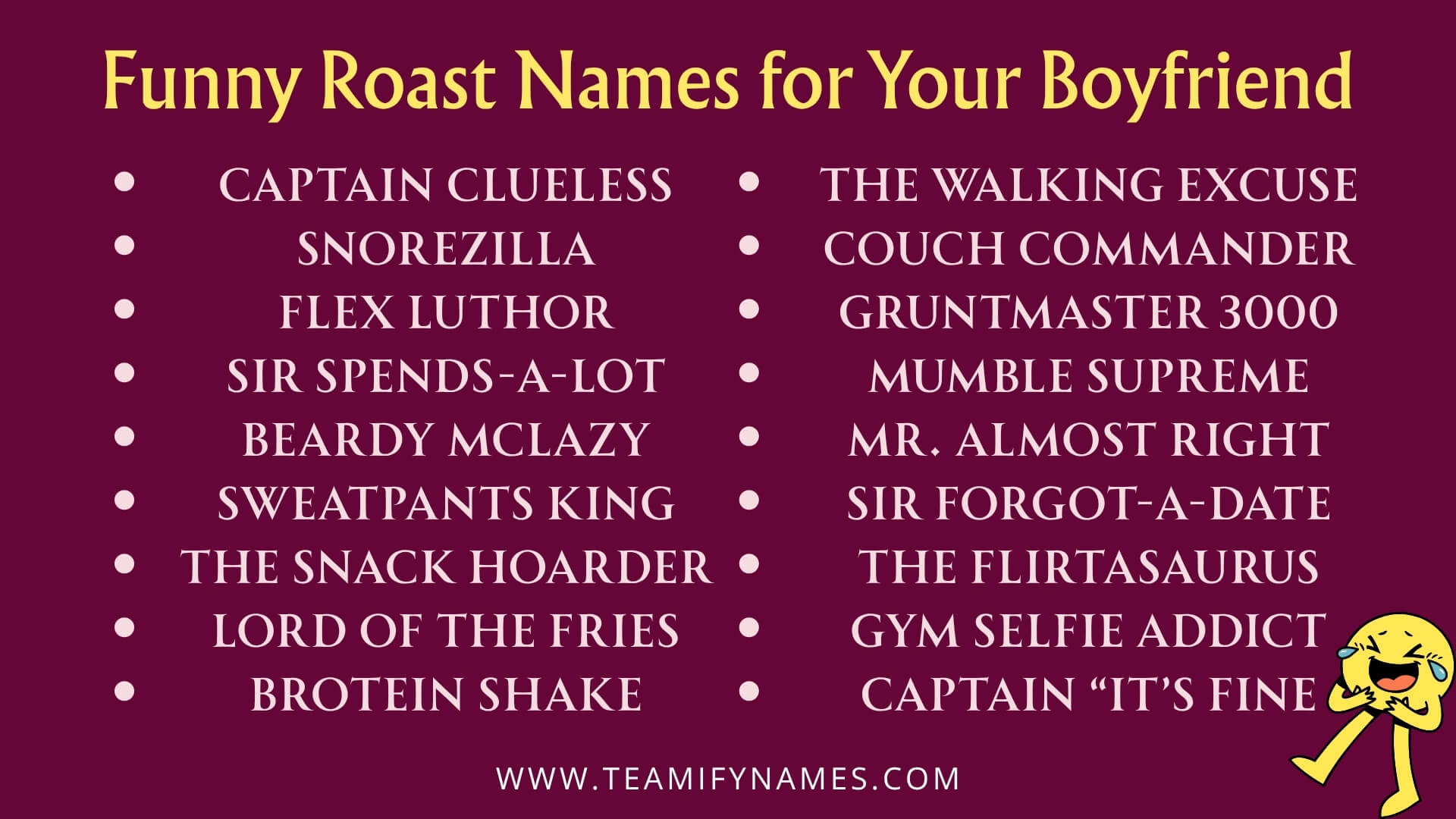 Funny Roast Names for Your Boyfriend