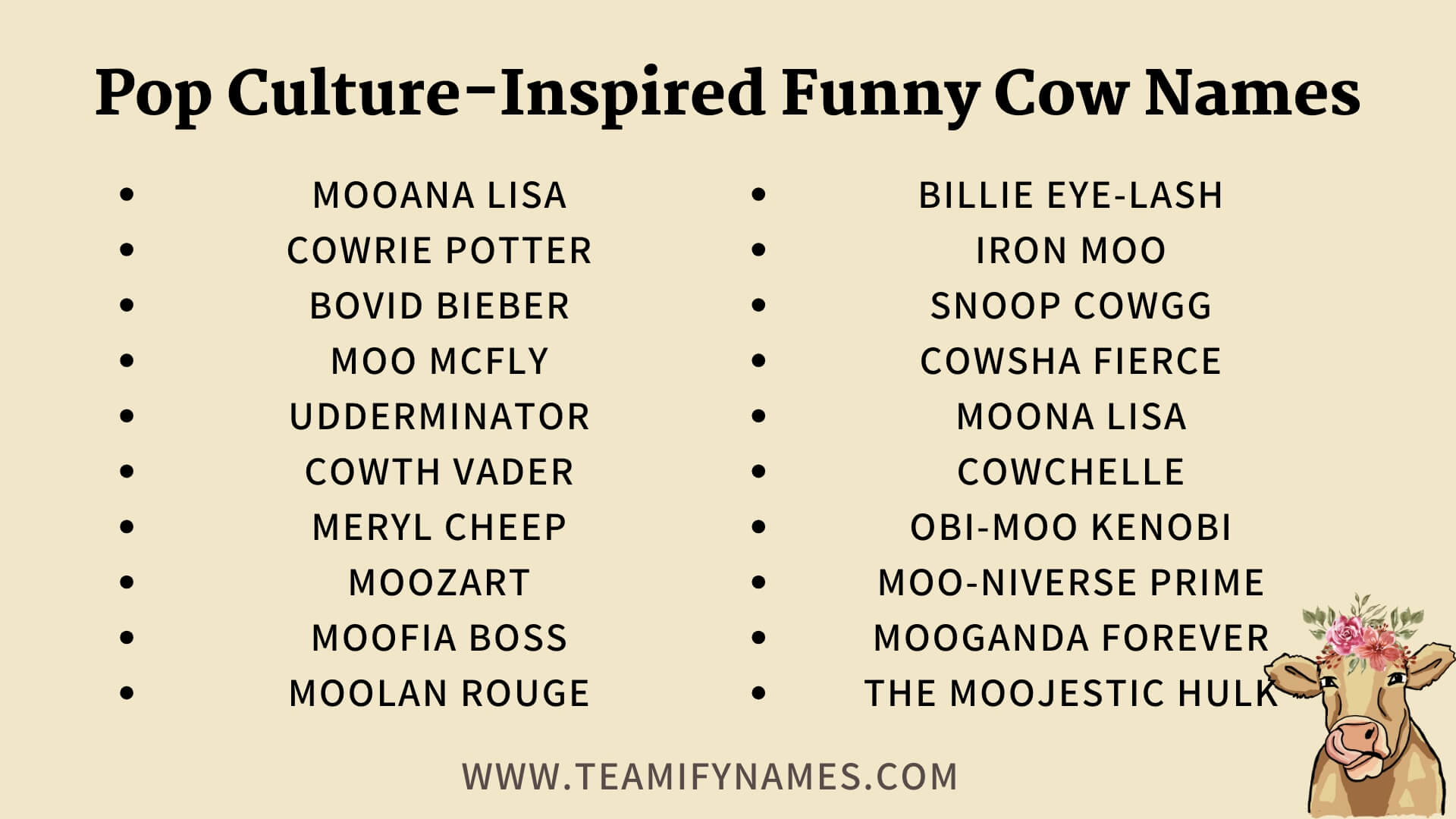 Pop Culture-Inspired Funny Cow Names