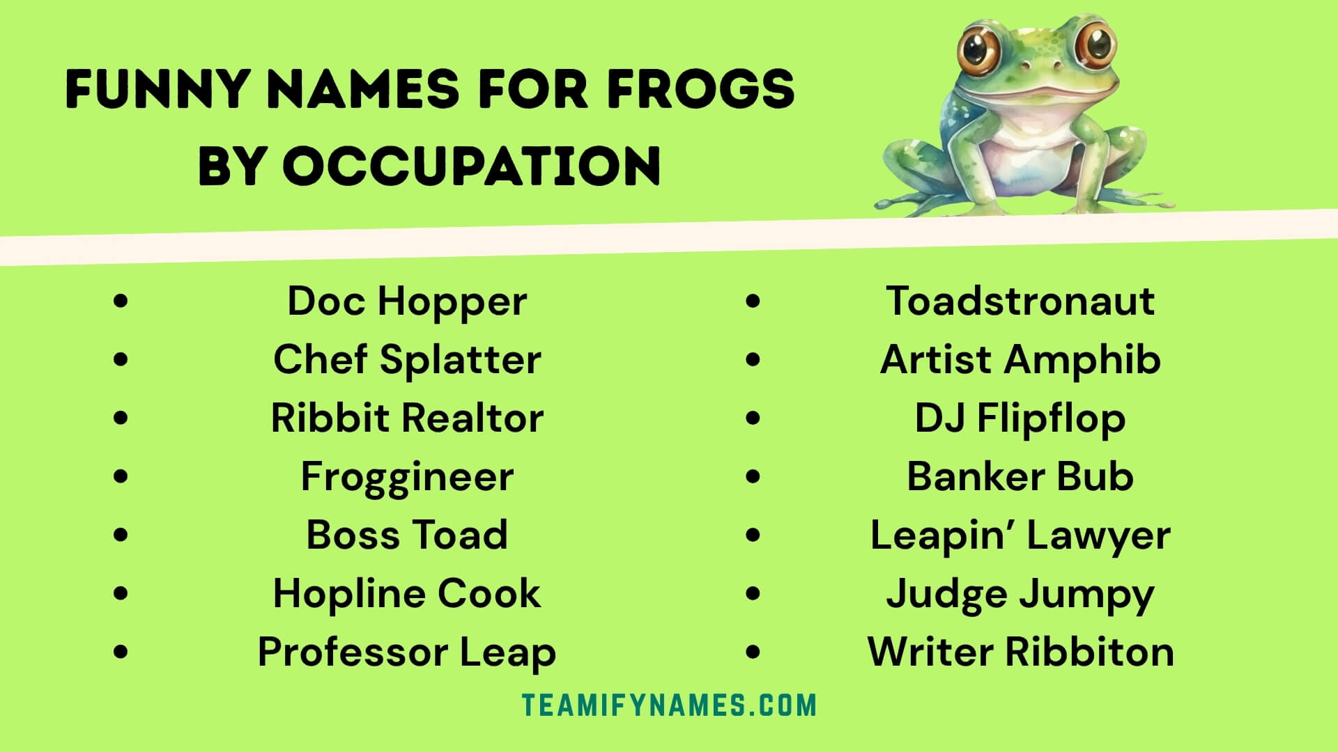 Funny Names For Frogs by Occupation