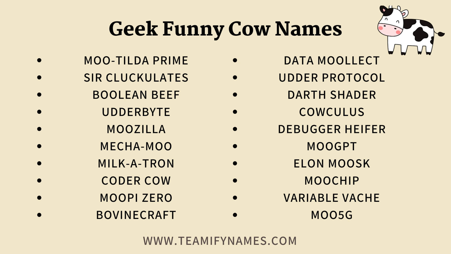 Geek Funny Cow Names
