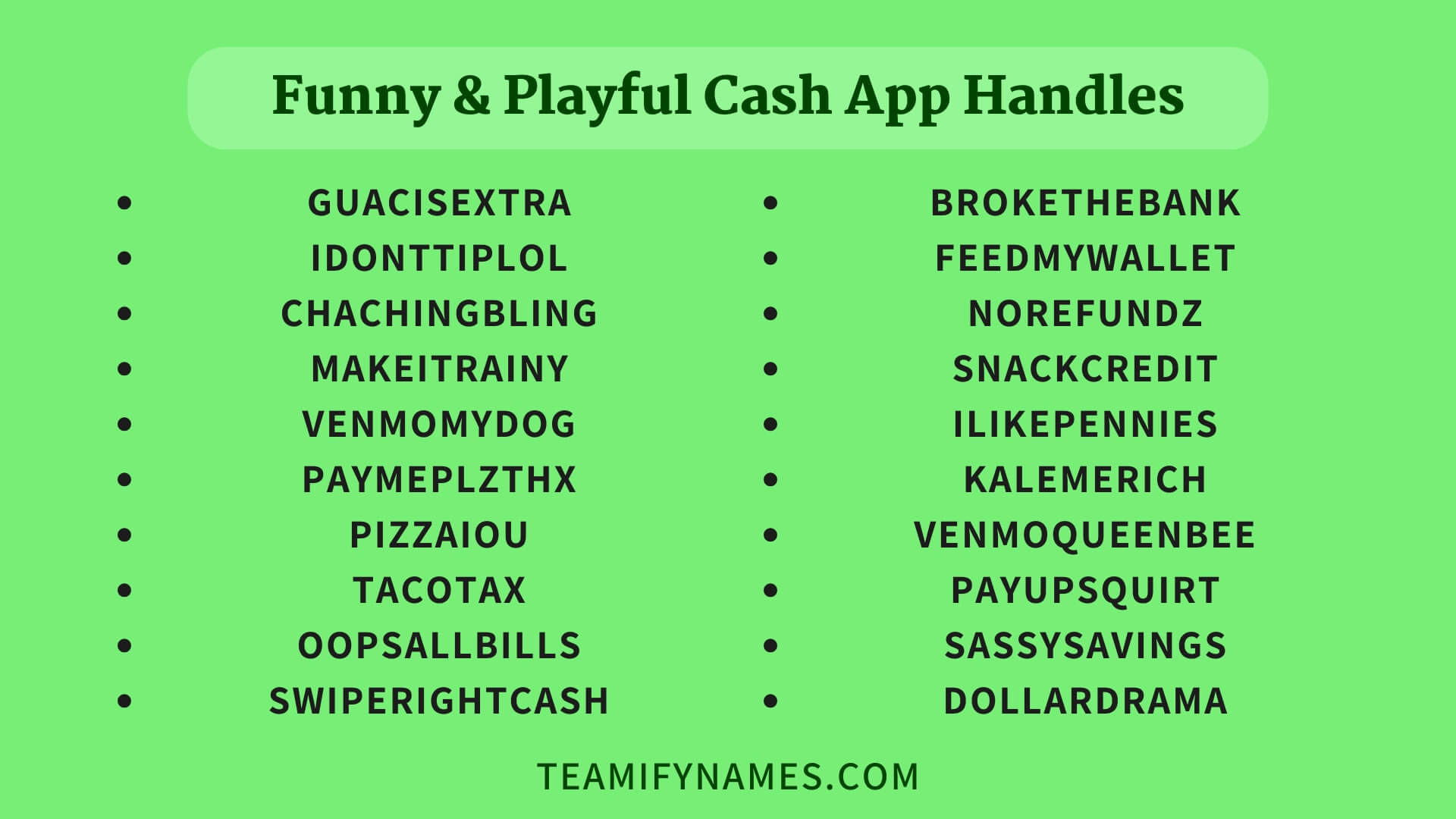 Funny & Playful Cash App Handles
