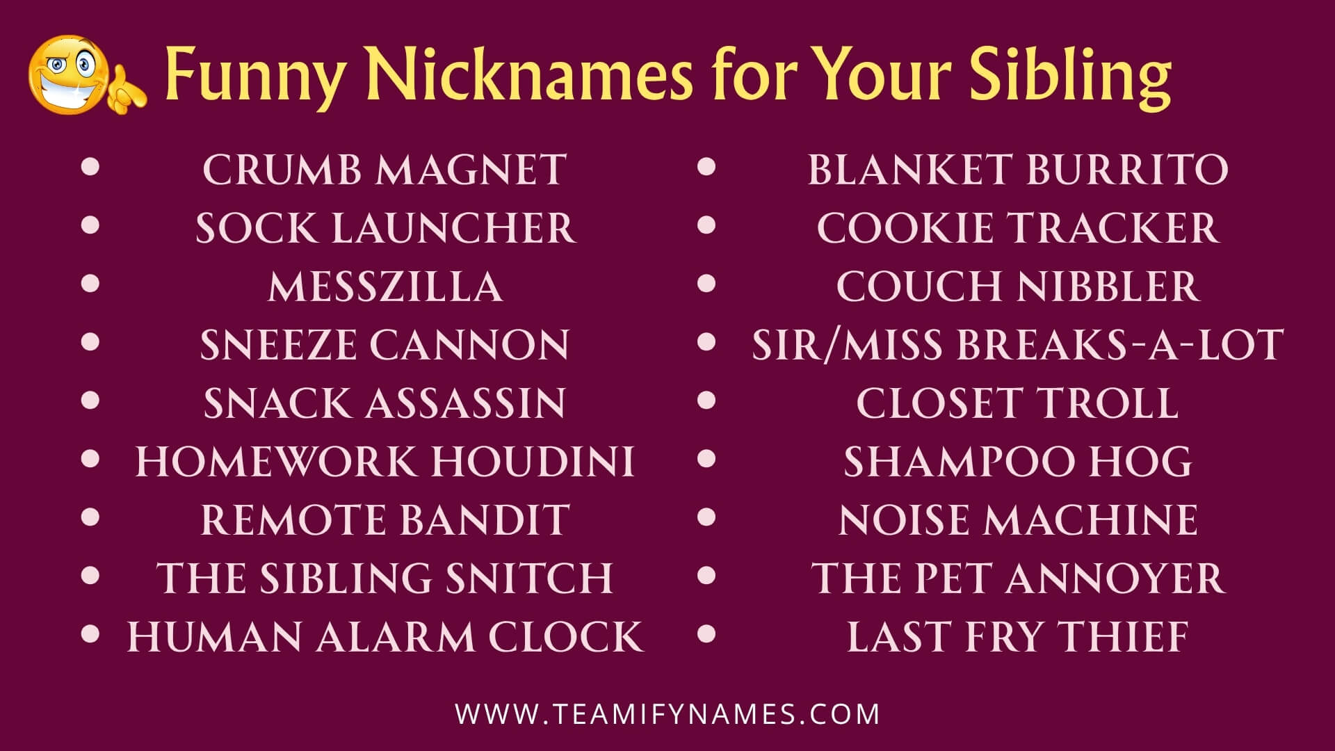 Funny Nicknames for Your Sibling