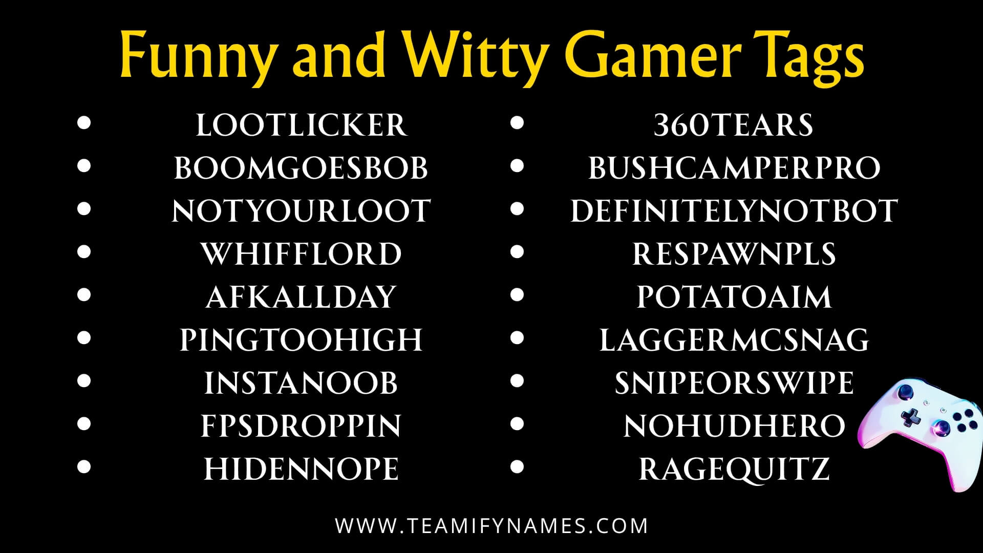 Funny and Witty Gamer Tags