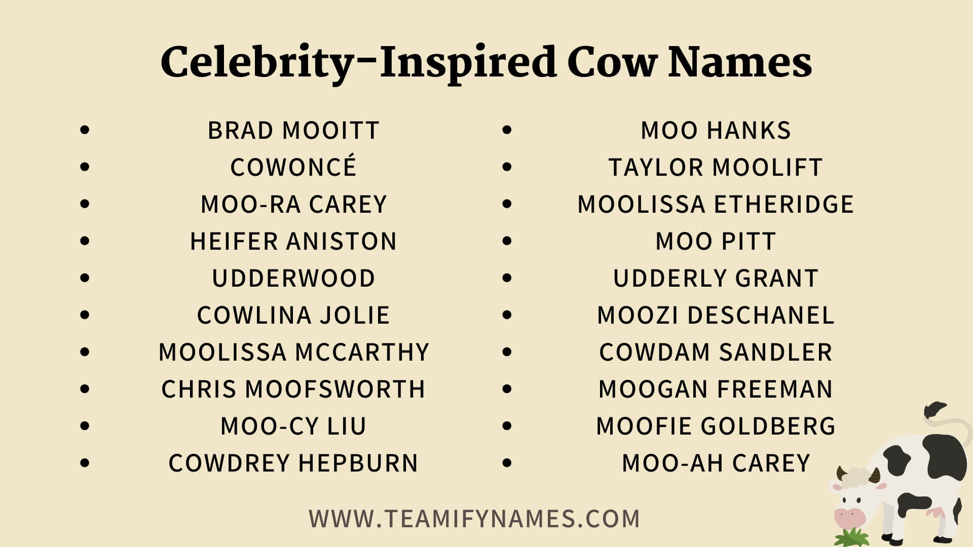 Celebrity-Inspired Cow Names