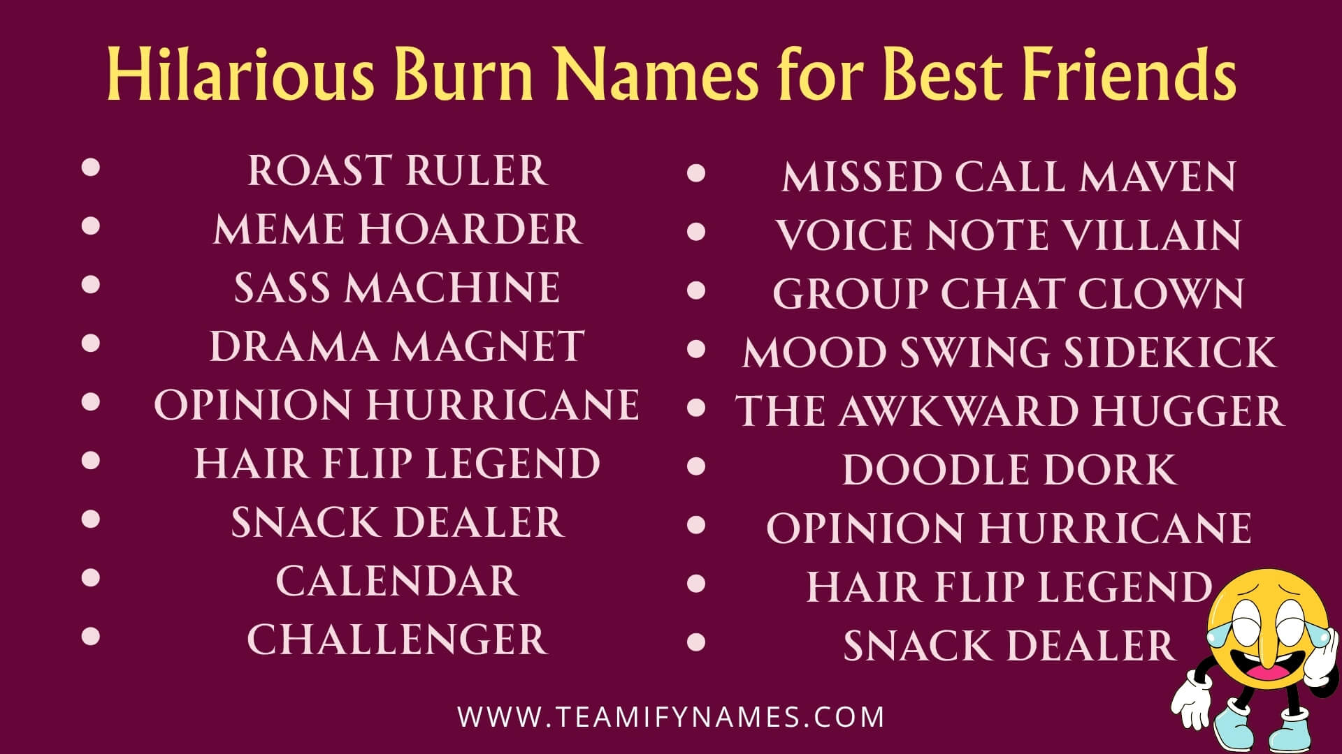 Hilarious Burn Names for Best Friends