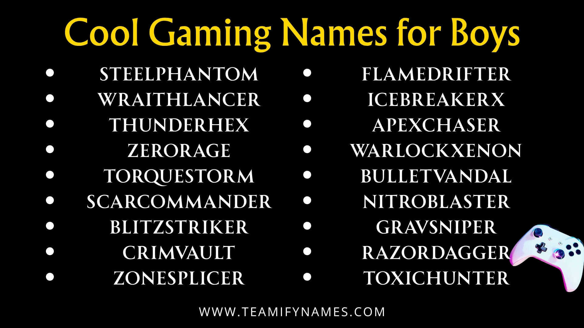 Cool Gaming Names for Boys