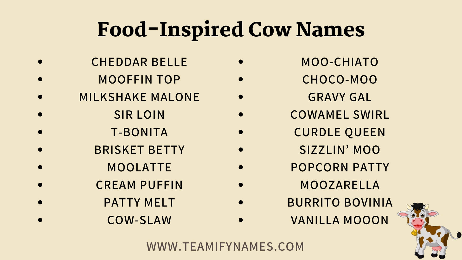 Food-Inspired Cow Names