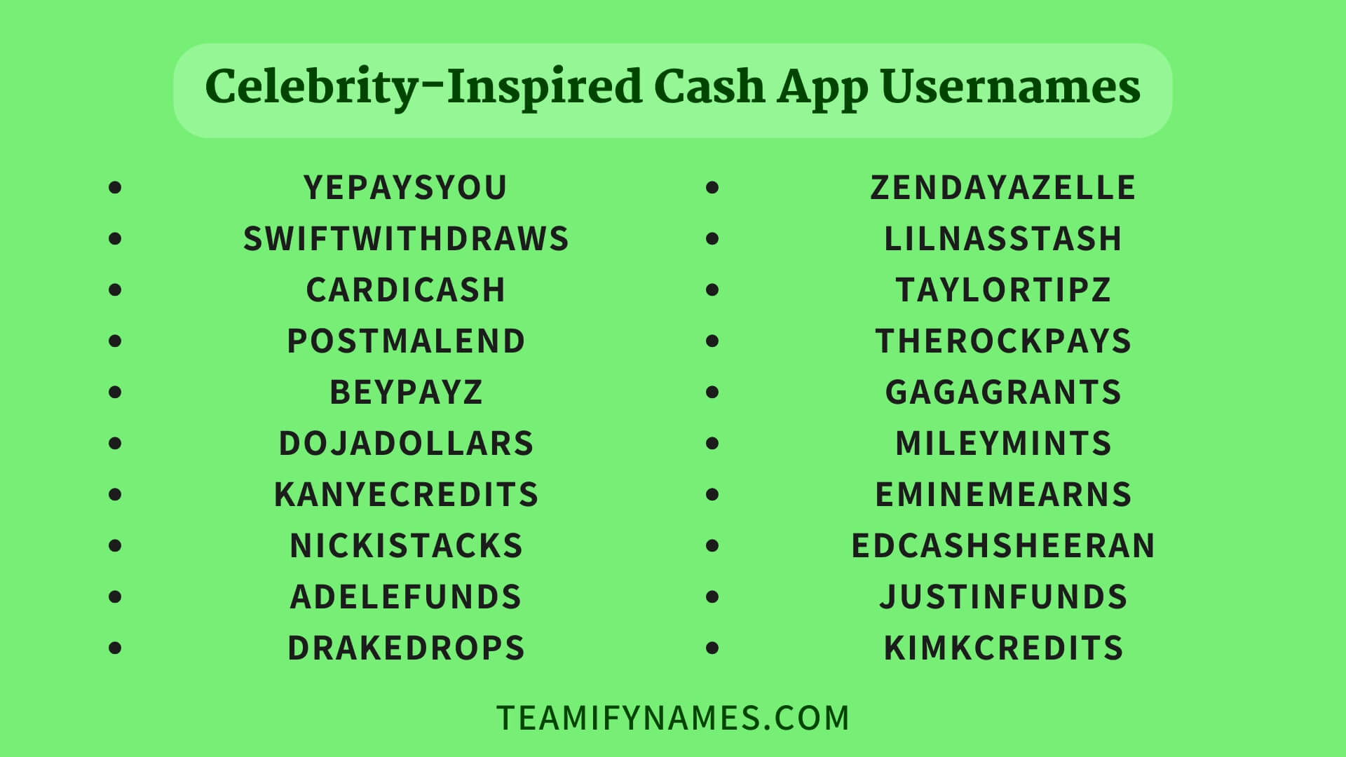 Celebrity-Inspired Cash App Usernames