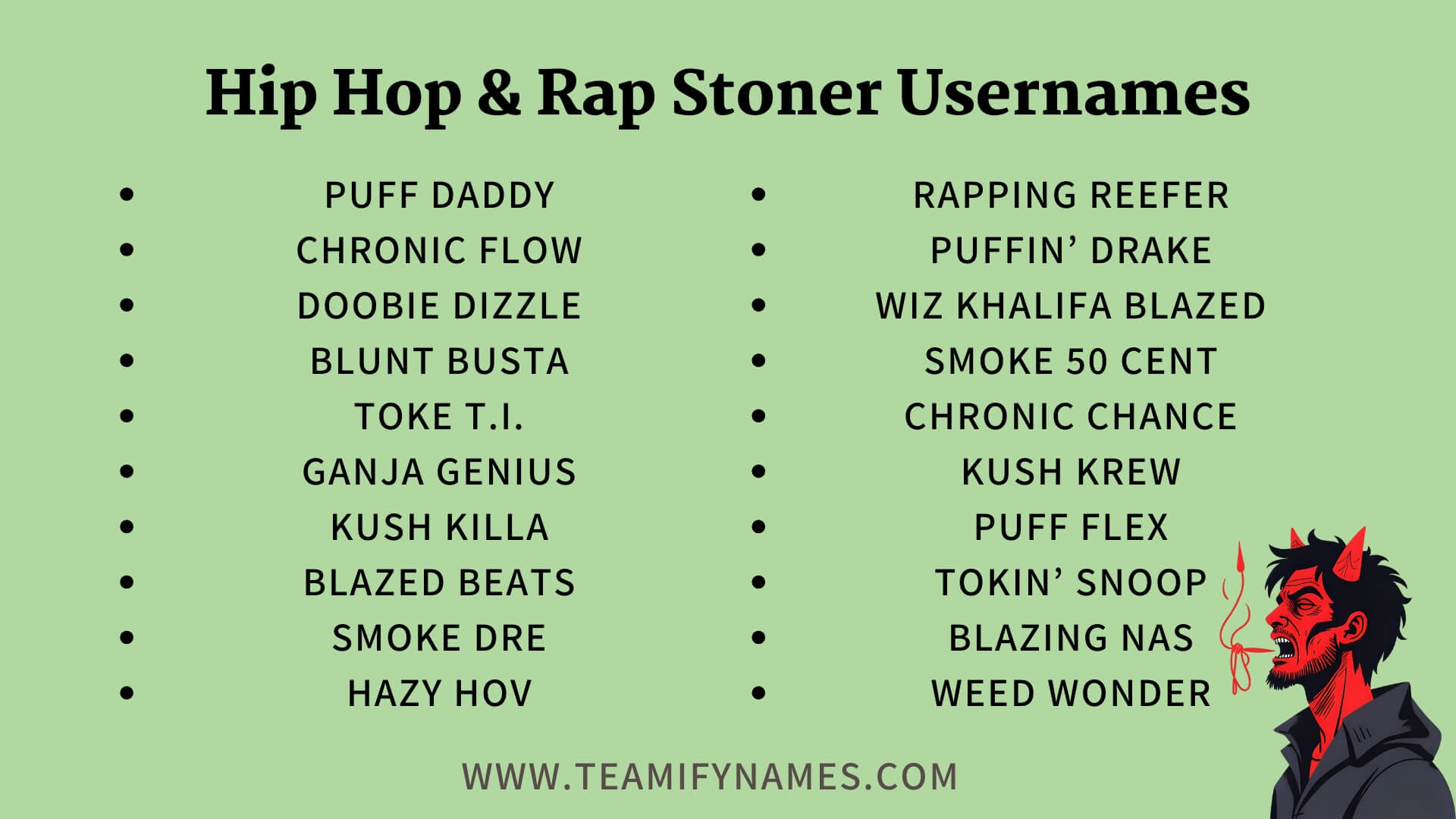 Hip Hop & Rap Stoner Usernames