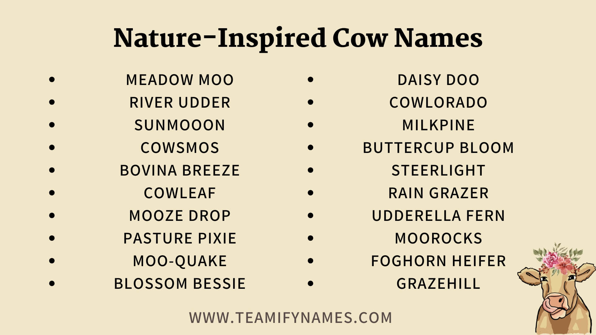 Nature-Inspired Cow Names