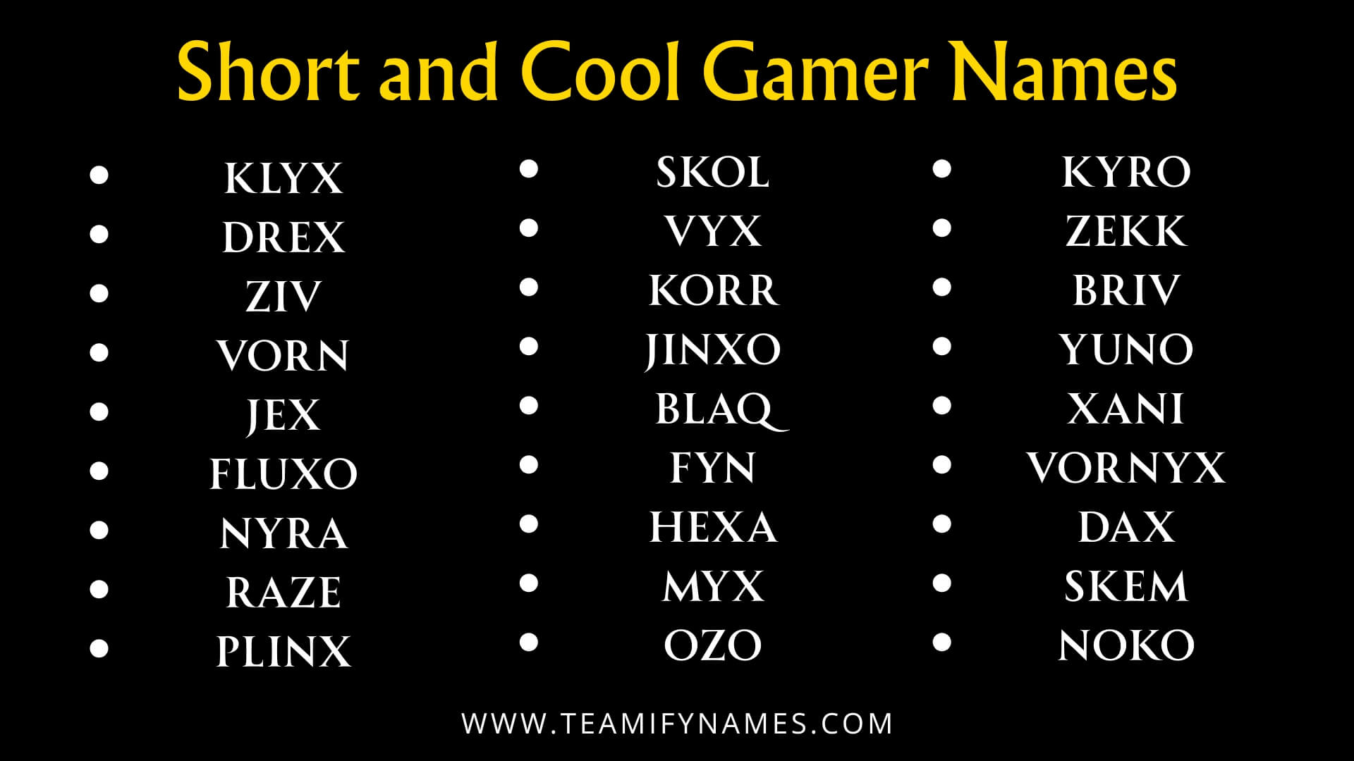 Short and Cool Gamer Names
