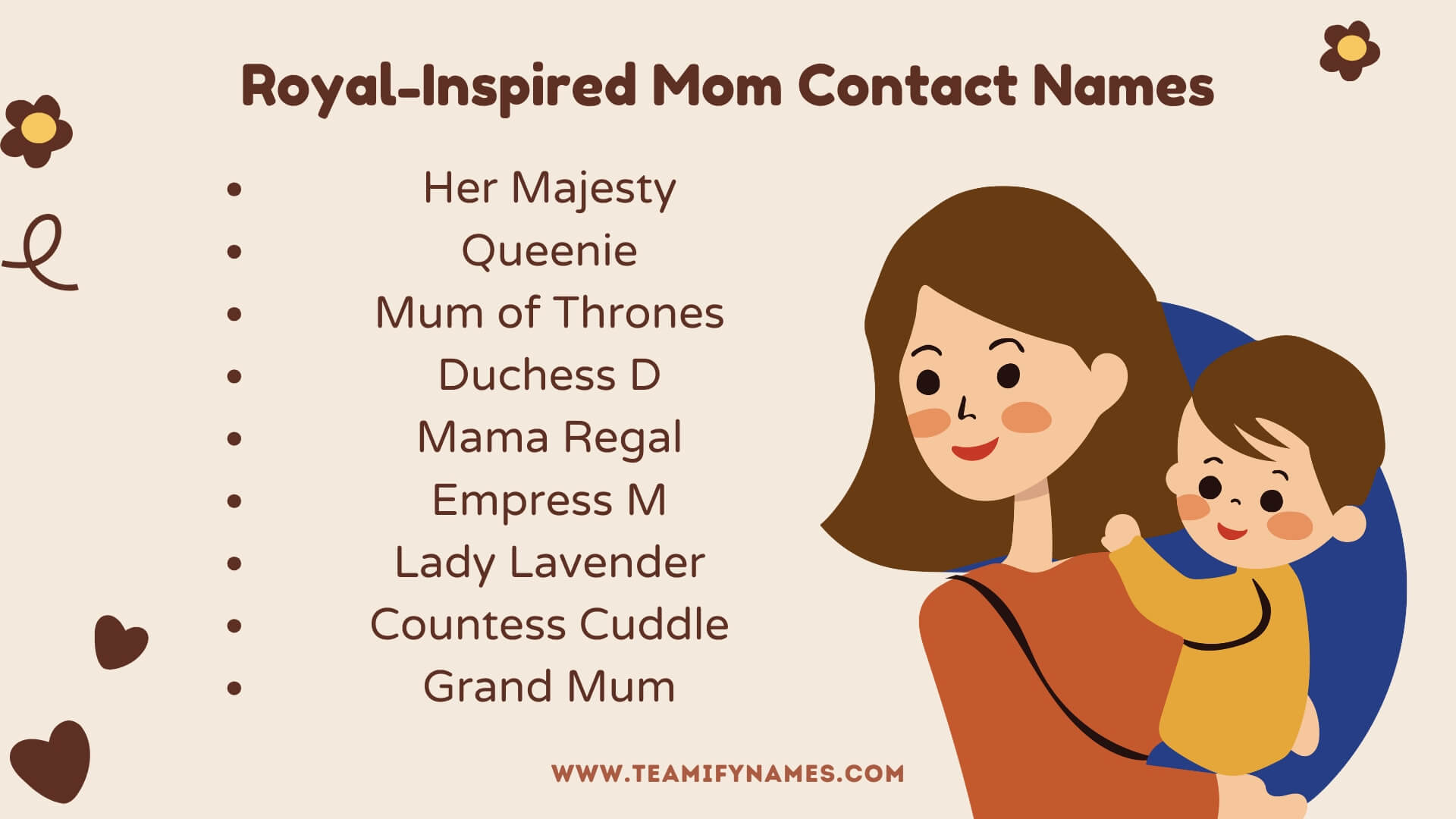 Royal-Inspired Mom Contact Names