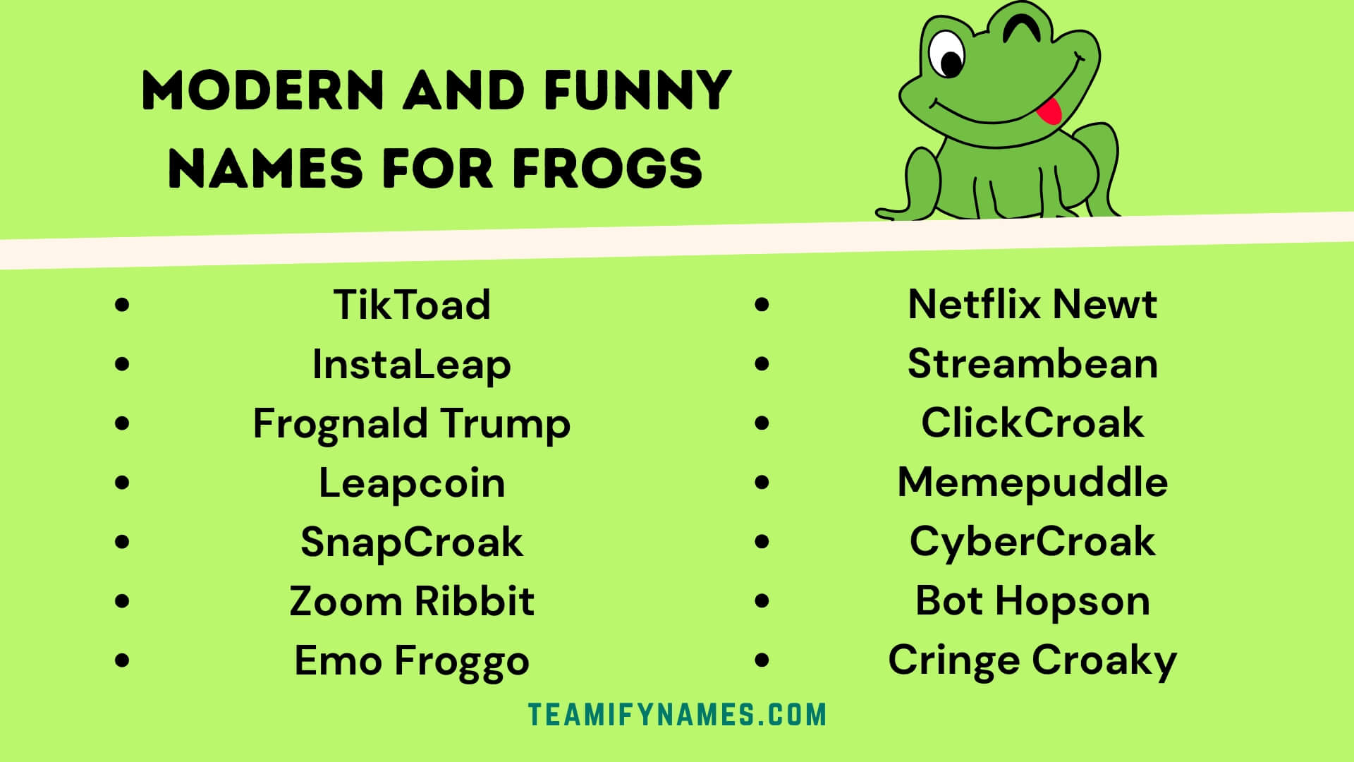 Modern and Funny Names For Frogs