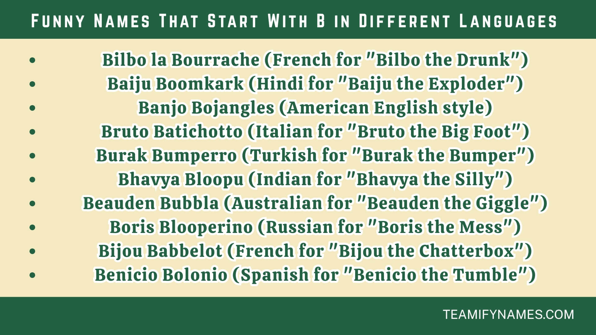 Funny Names That Start With B in Different Languages