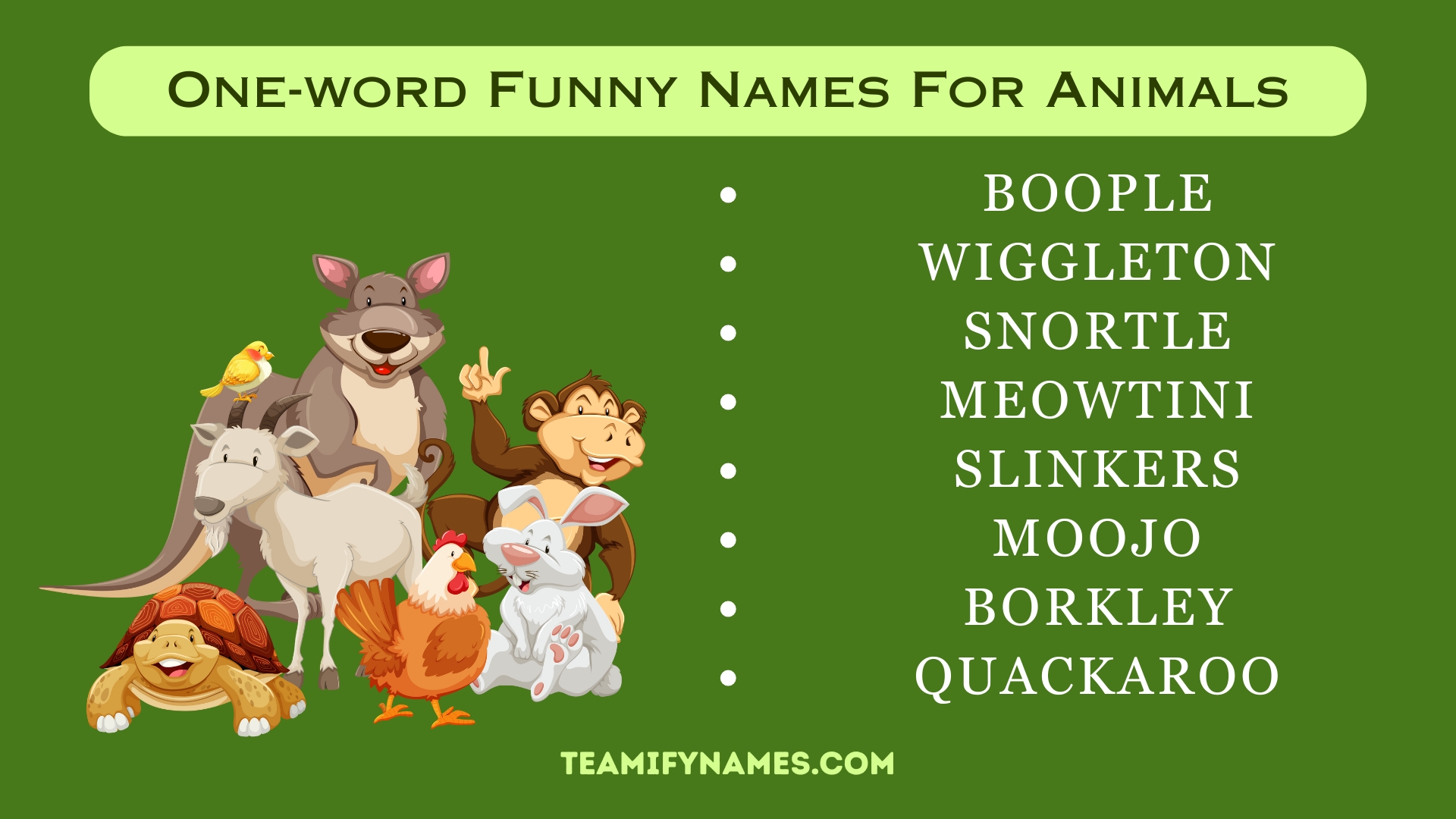 One-word Funny Names For Animals