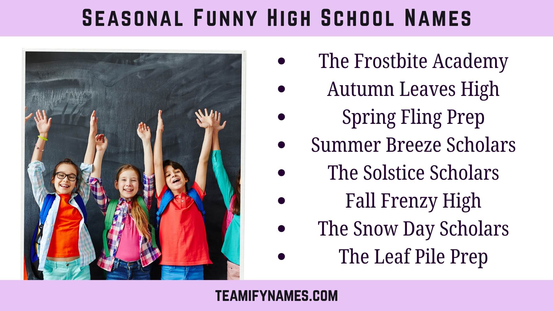 Seasonal Funny High School Names