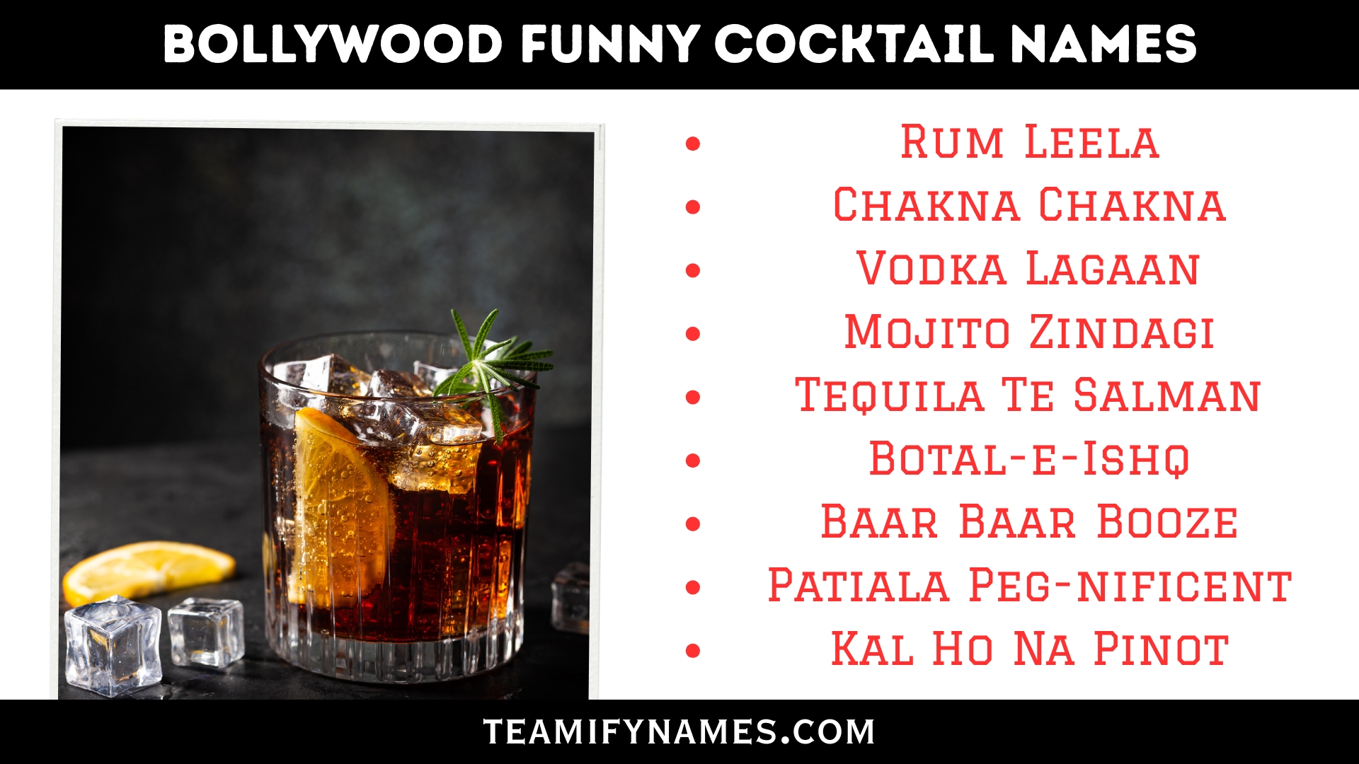 Bollywood Funny Cocktail Names