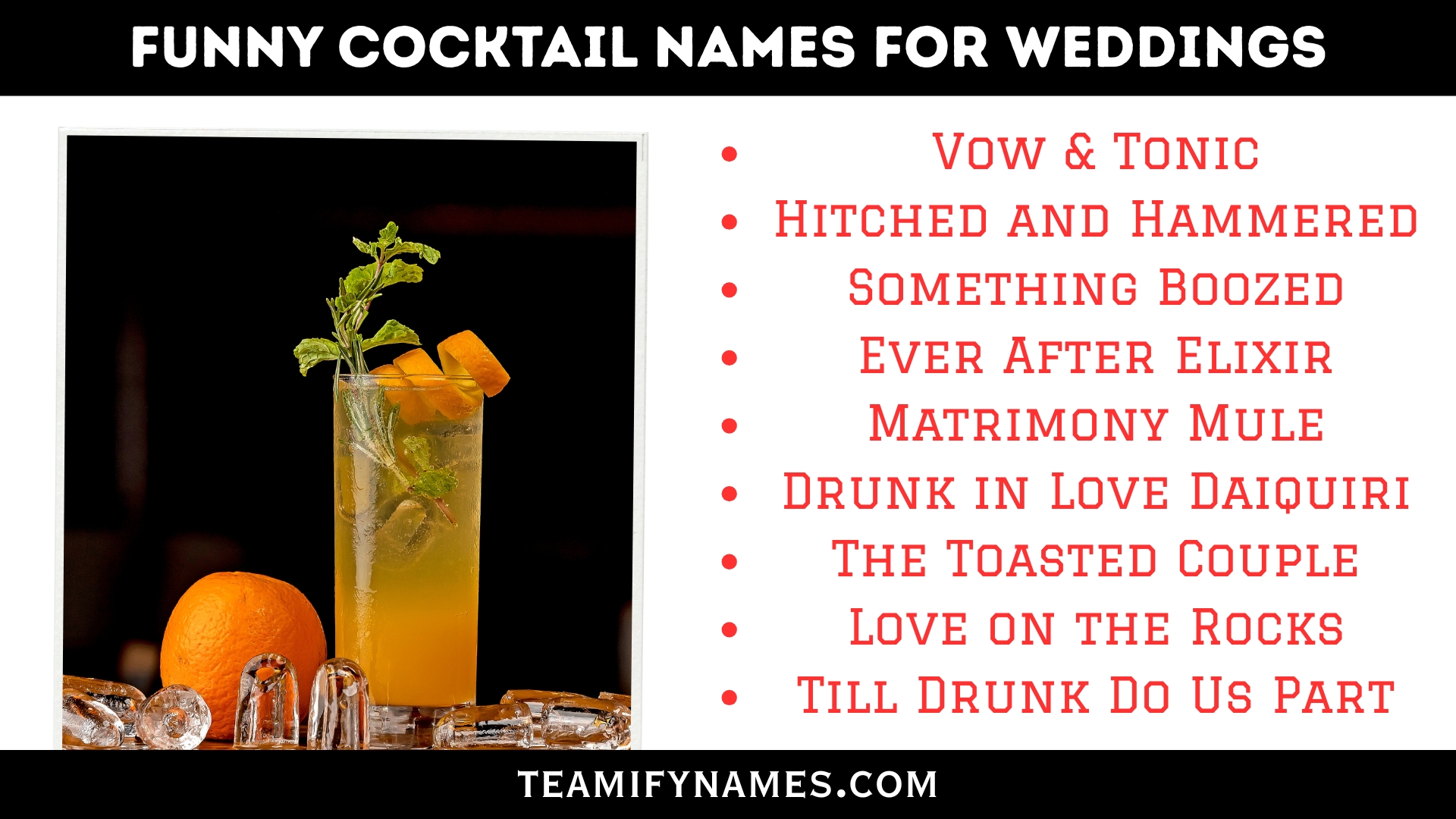 Funny Cocktail Names For Weddings
