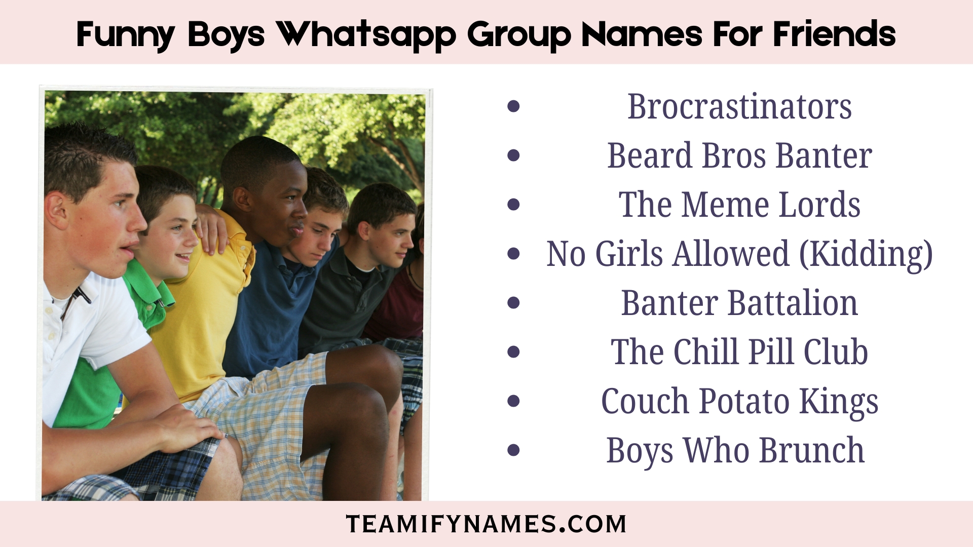 Funny Boys Whatsapp Group Names For Friends