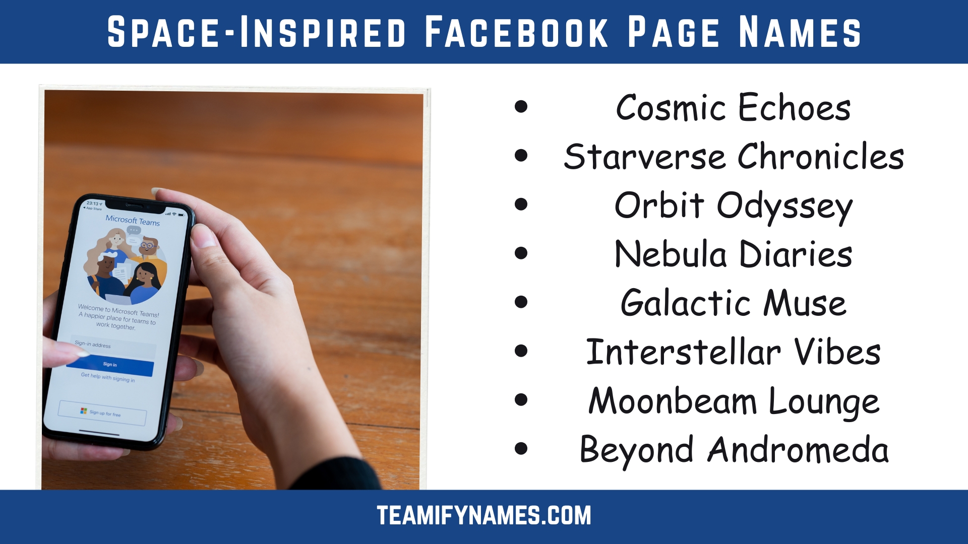 Space-Inspired Facebook Page Names