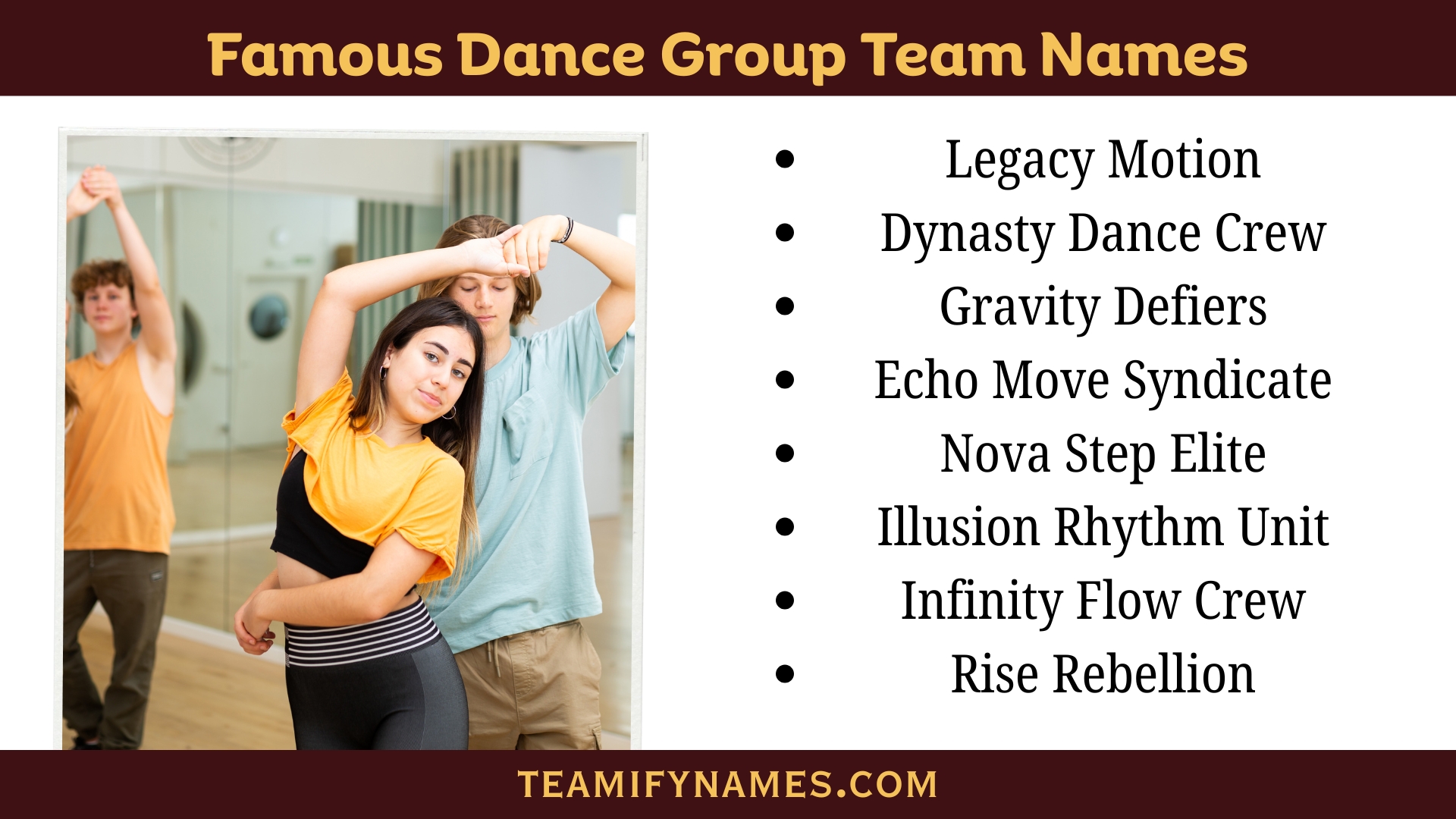 Famous Dance Group Team Names