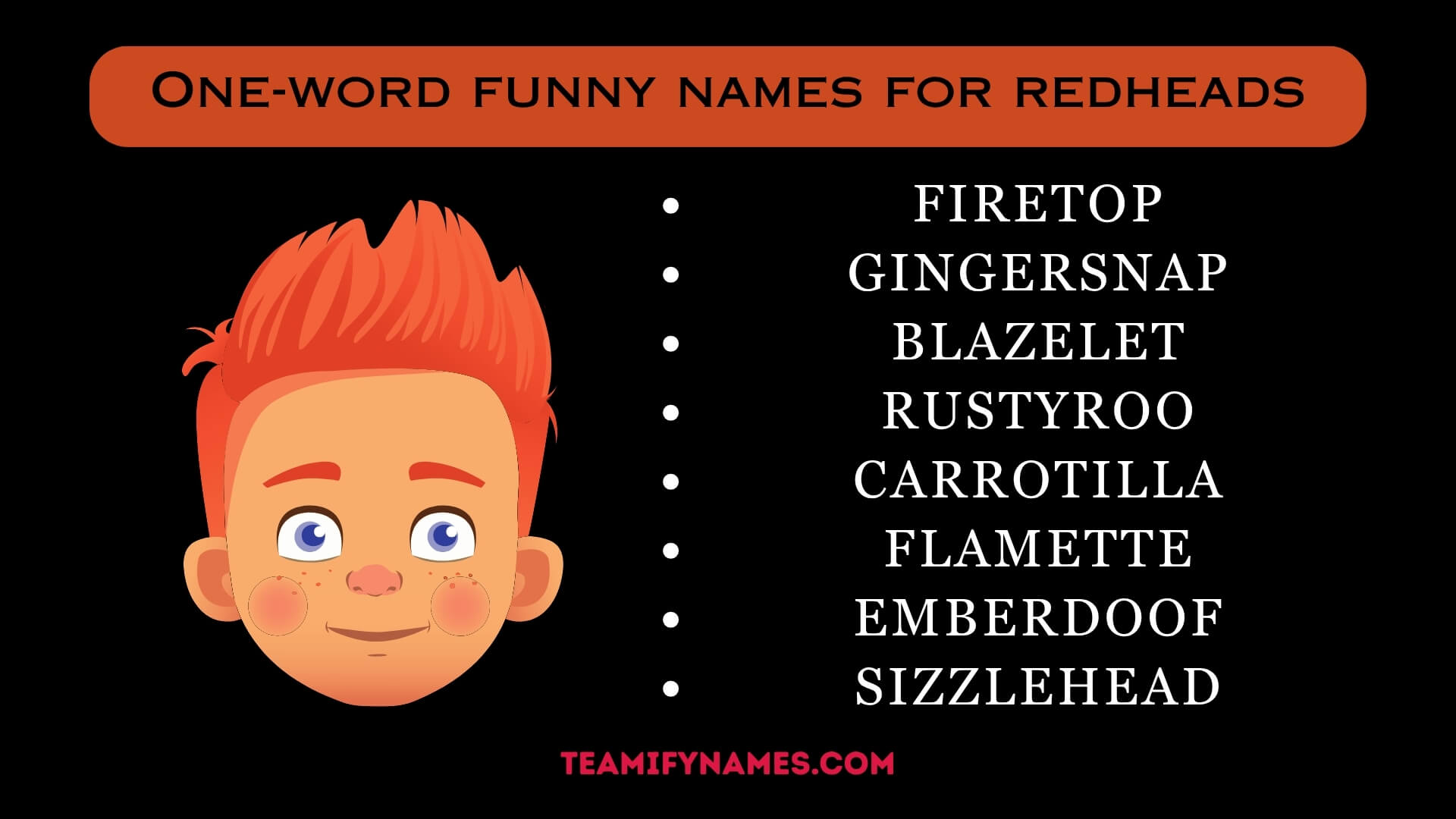 One-word funny names for redheads