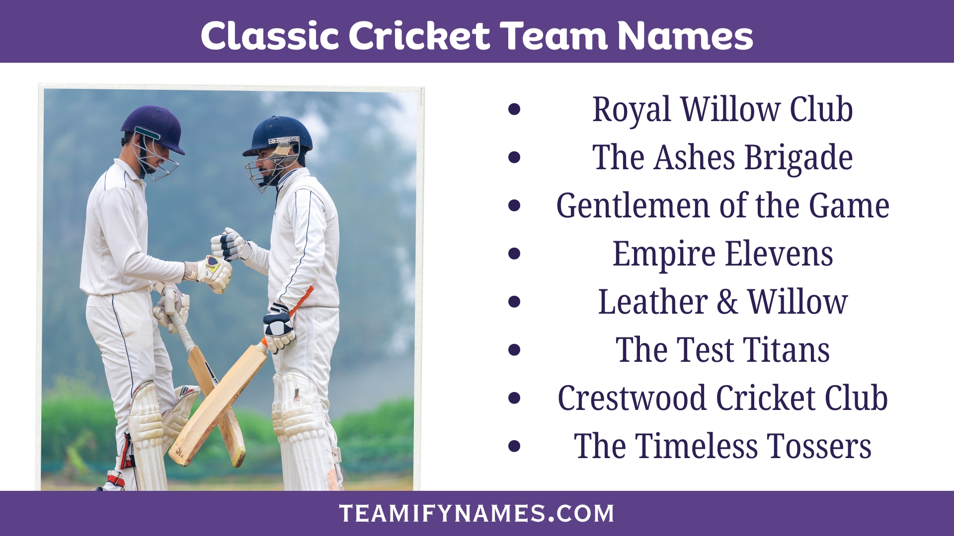Classic Cricket Team Names