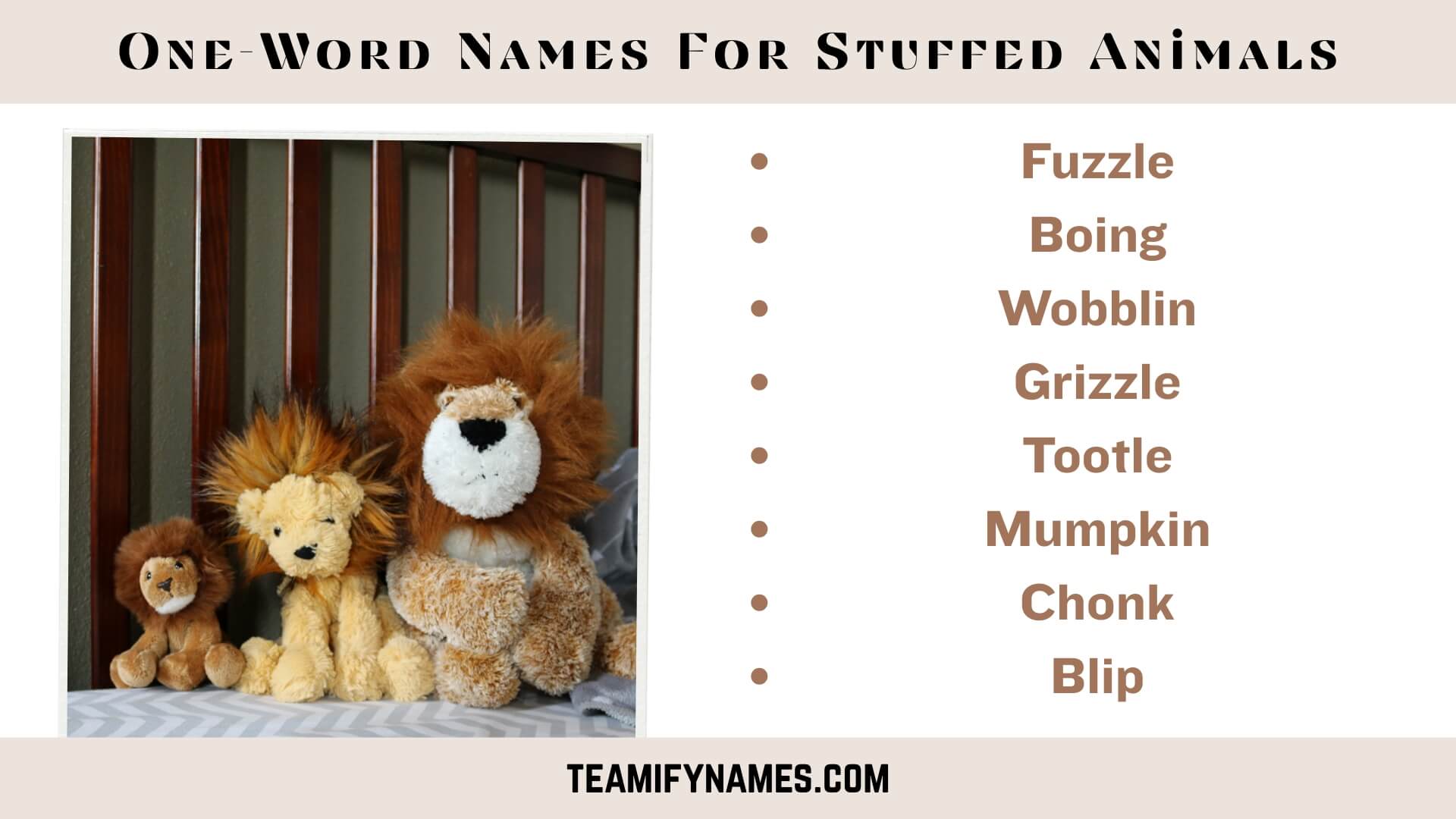 One-Word Names For Stuffed Animals