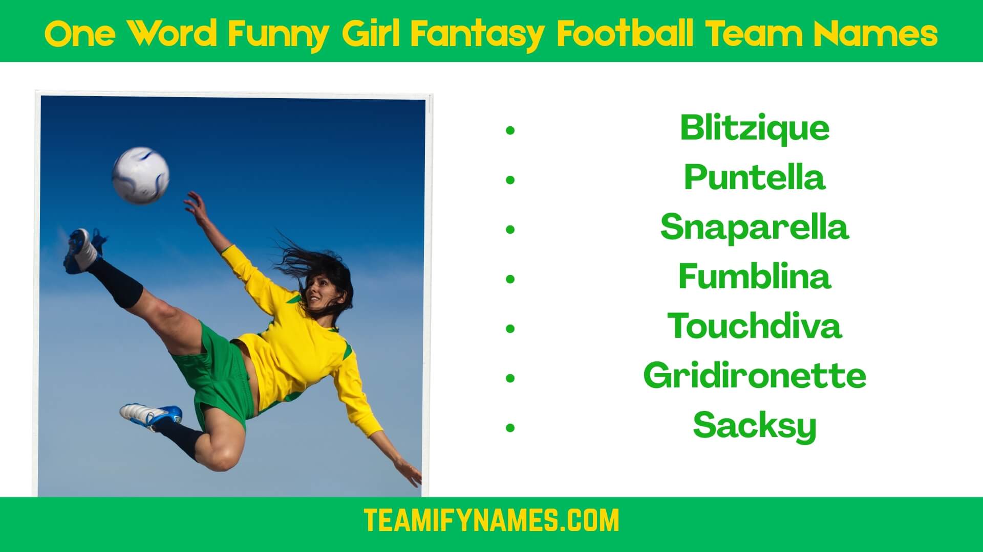One Word Funny Girl Fantasy Football Team Names