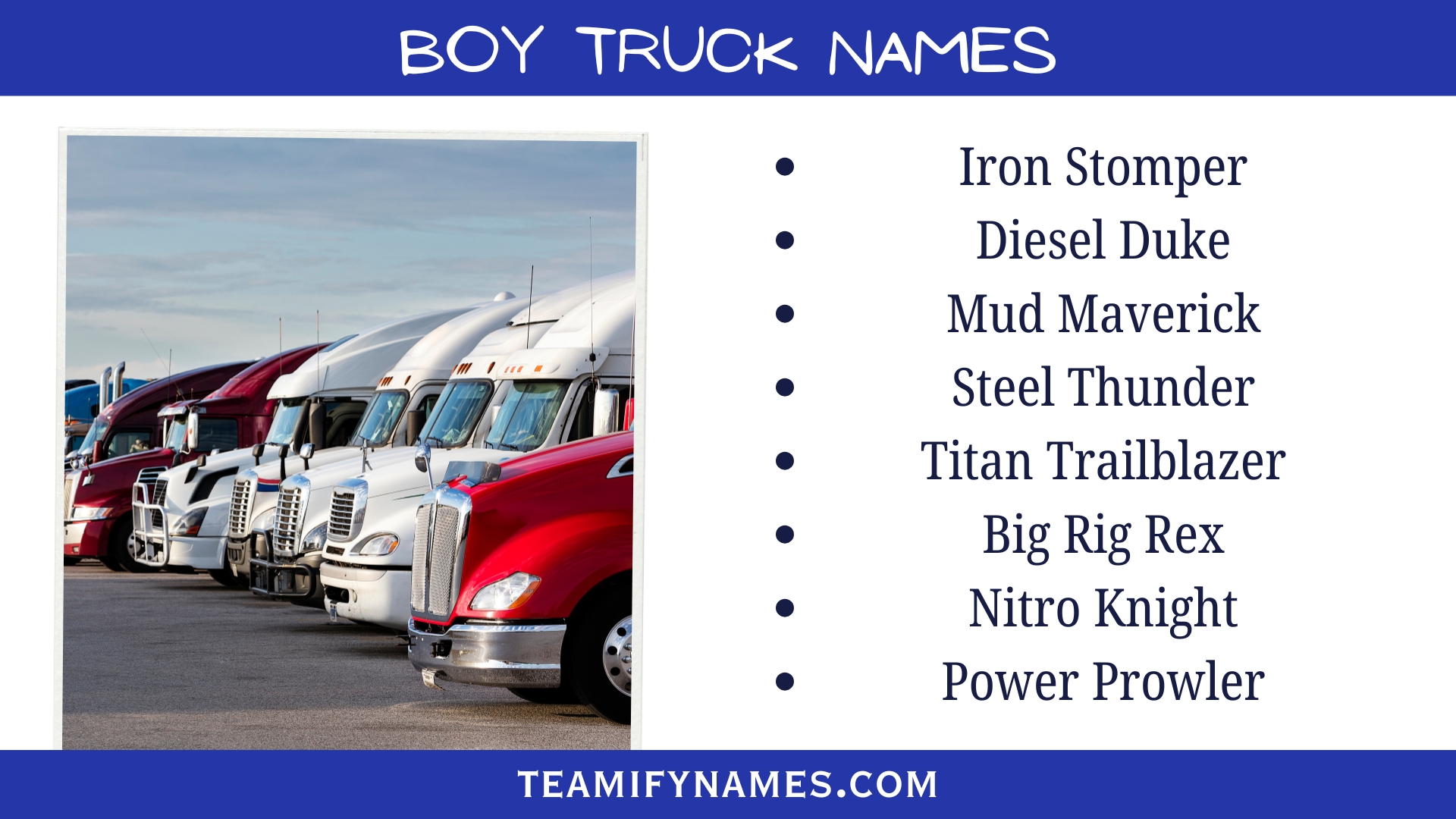 Boy Truck Names
