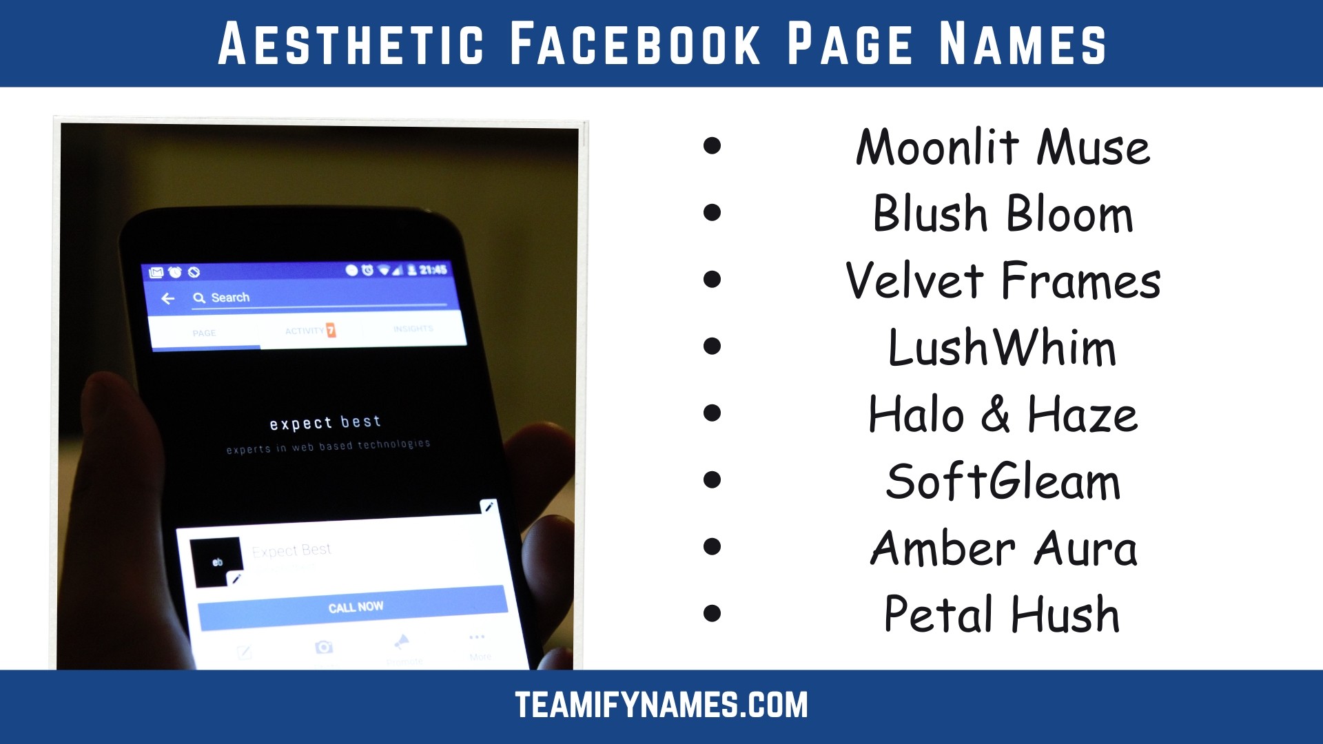 Aesthetic Facebook Page Names