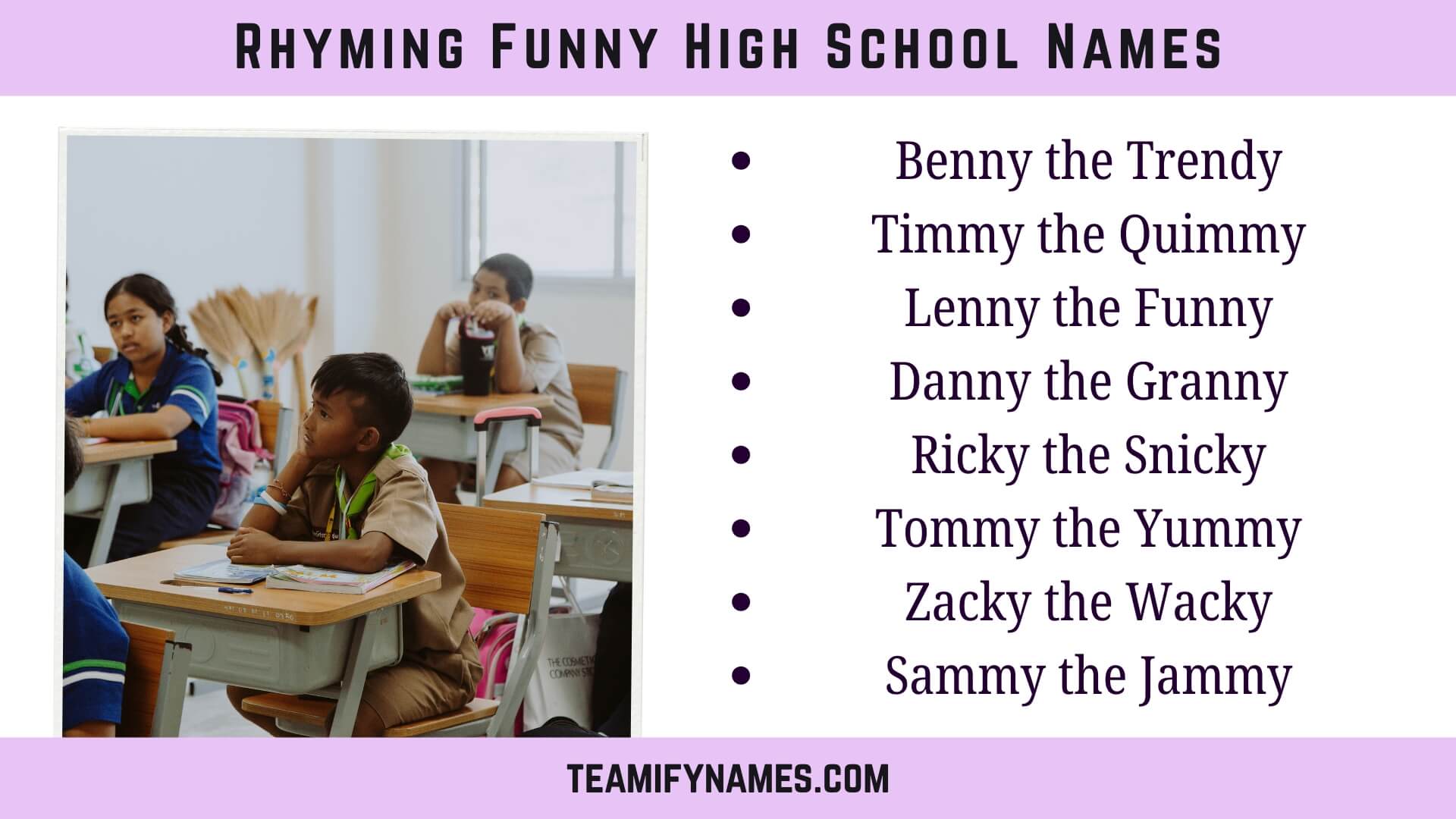 Rhyming Funny High School Names