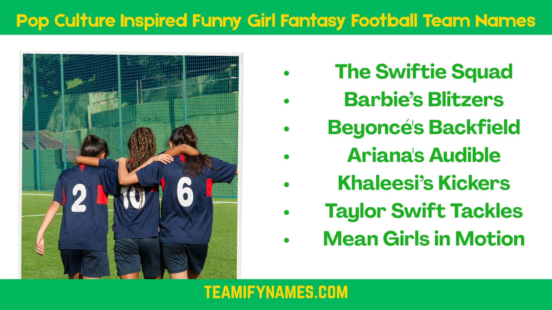 Pop Culture Inspired Funny Girl Fantasy Football Team Names