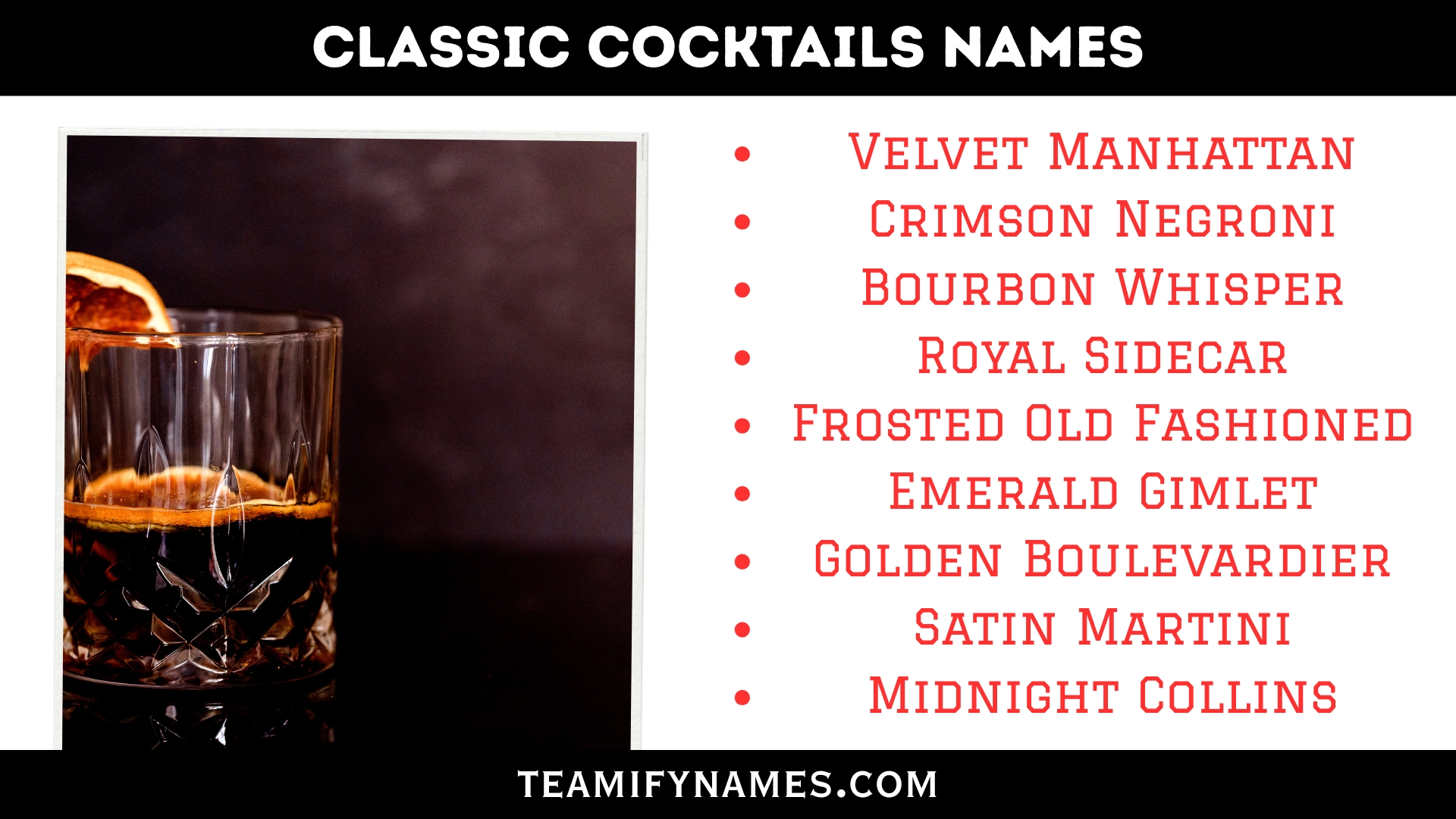 Classic Cocktails Names