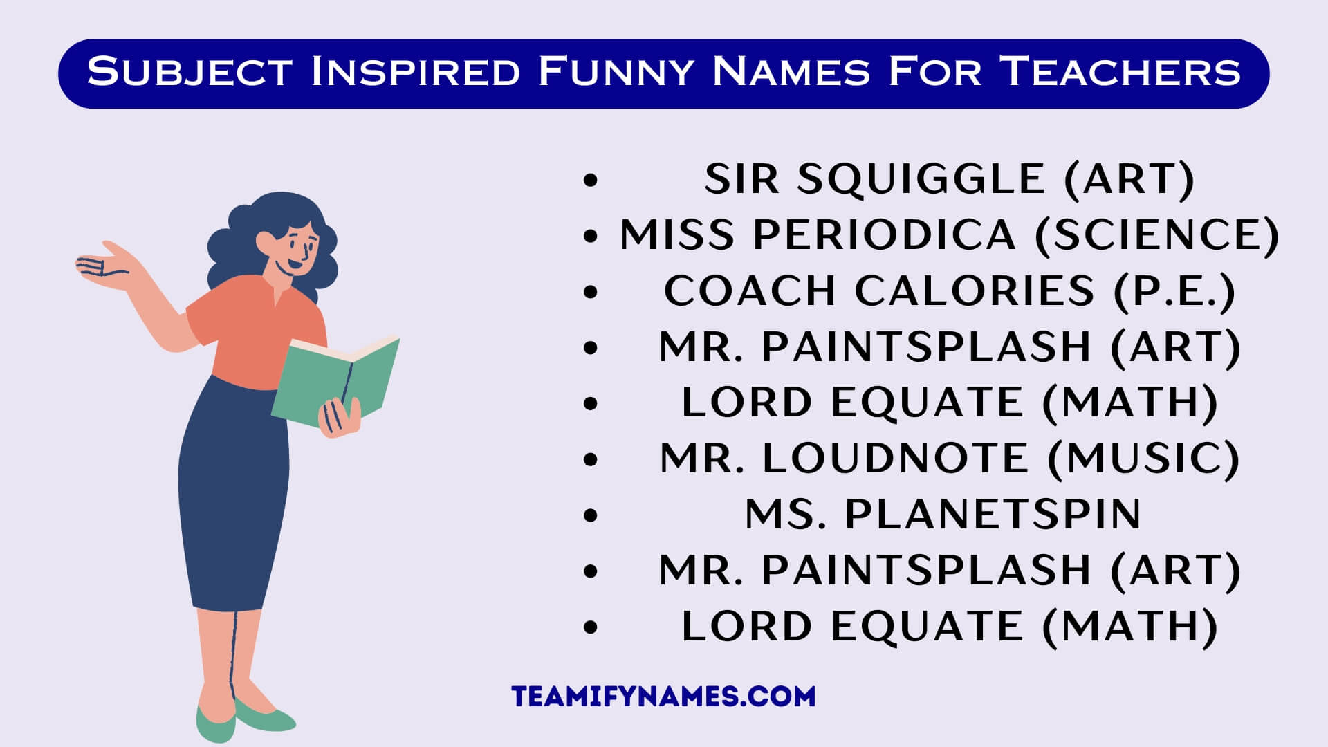 Subject Inspired Funny Names For Teachers