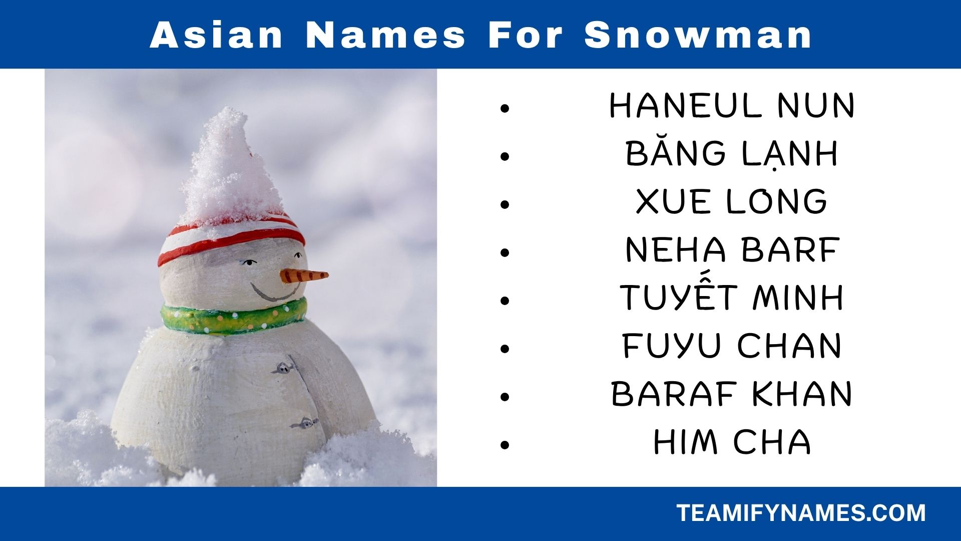 Asian Names For Snowman