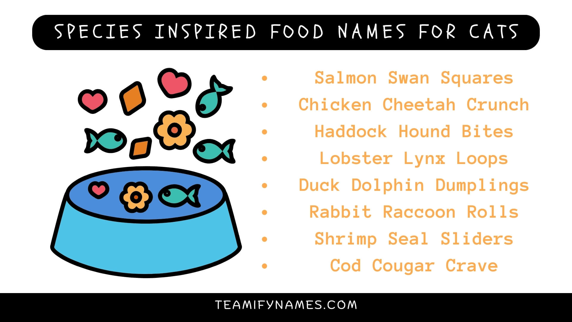 Species Inspired Food Names for Cats